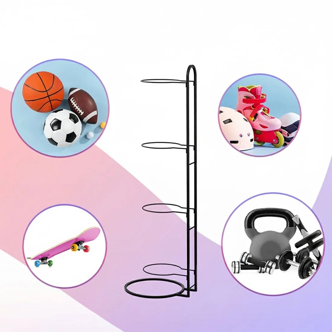 5 Everfit Ball Storage Rack - Black, 5 of 6