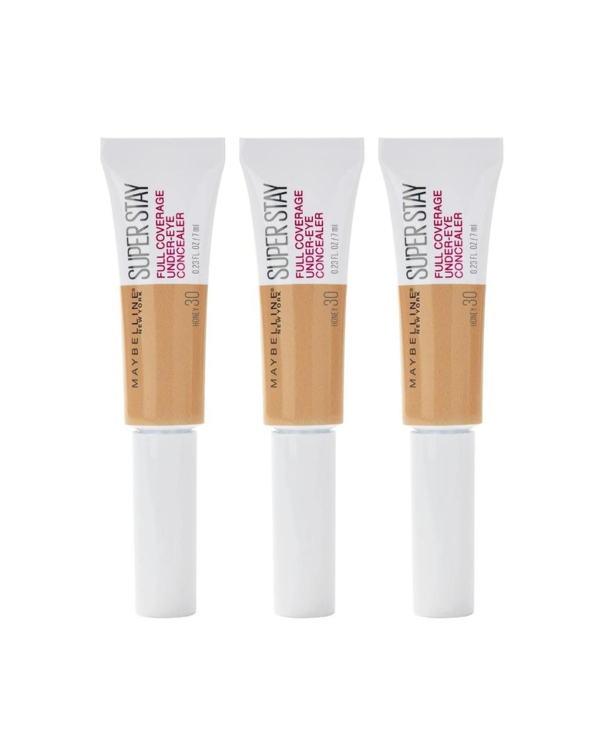 1 3 x Maybelline SuperStay Full Coverage Under Eye Concealer 6mL - 30 Honey - Yellow, 1 of 3