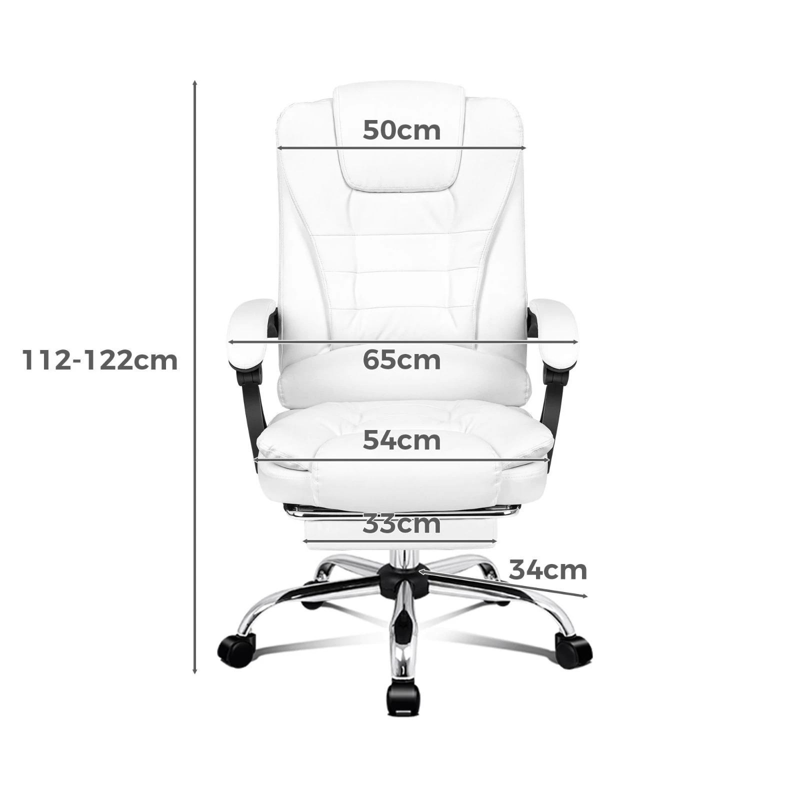 3 Alfordson Massage Office Chair Heated Seat Gaming Racer Executive PU Leather - White, 3 of 10