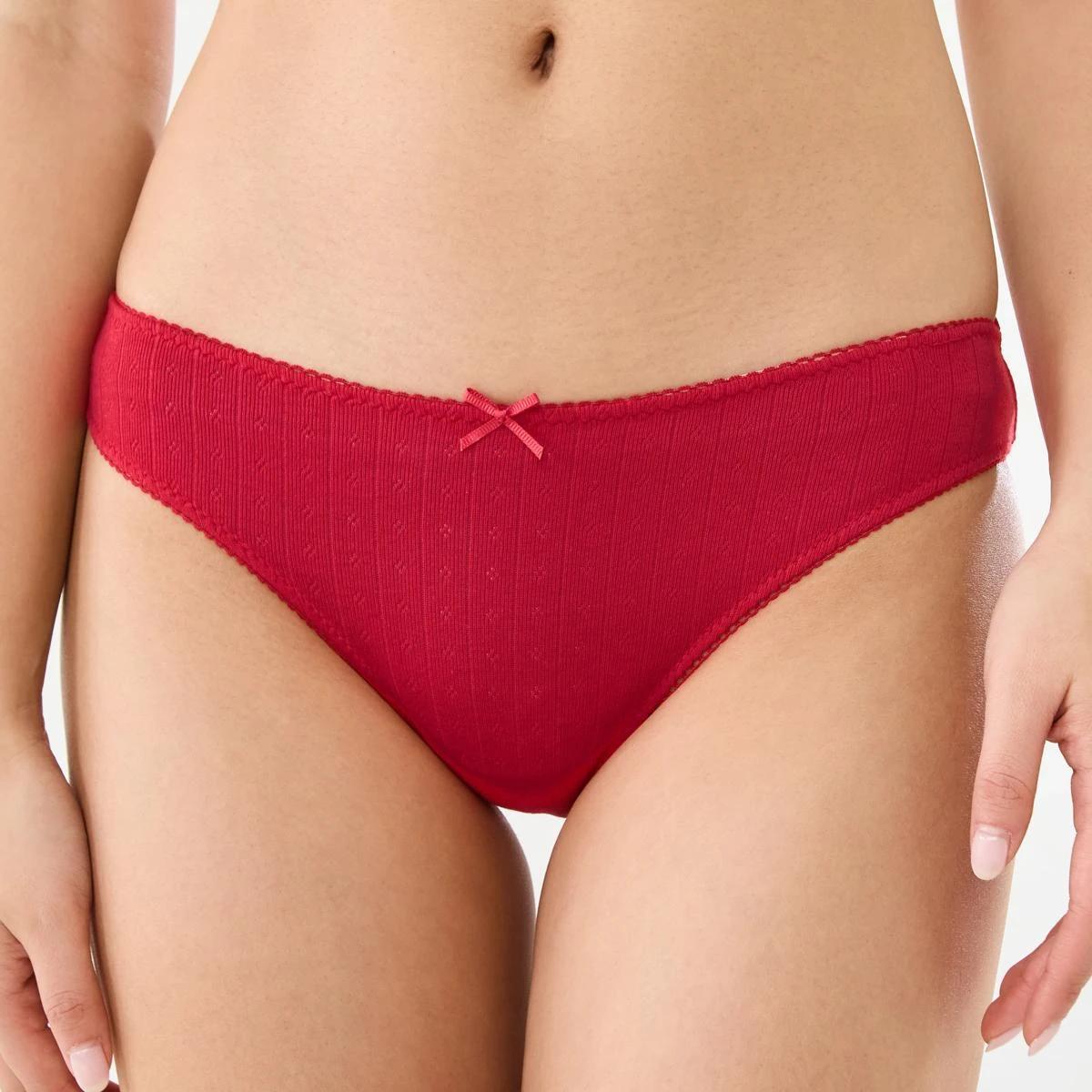 6 3 Pack Pointelle Cheeky Bikini Briefs MINI CHECK RED, WHITE, 6 of 9