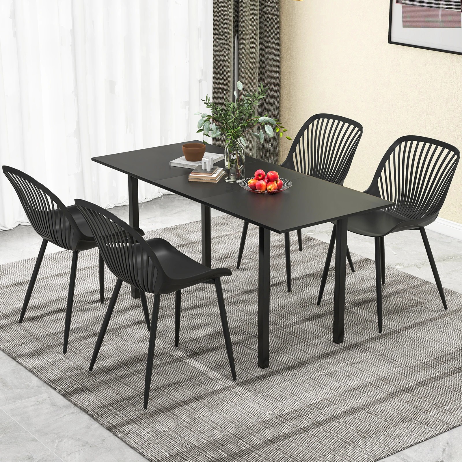 2 Costway 4x Armless Dining Chairs Modern Kitchen Chairs w/Metal Legs Indoor Outdoor Side Chairs - Black, 2 of 4