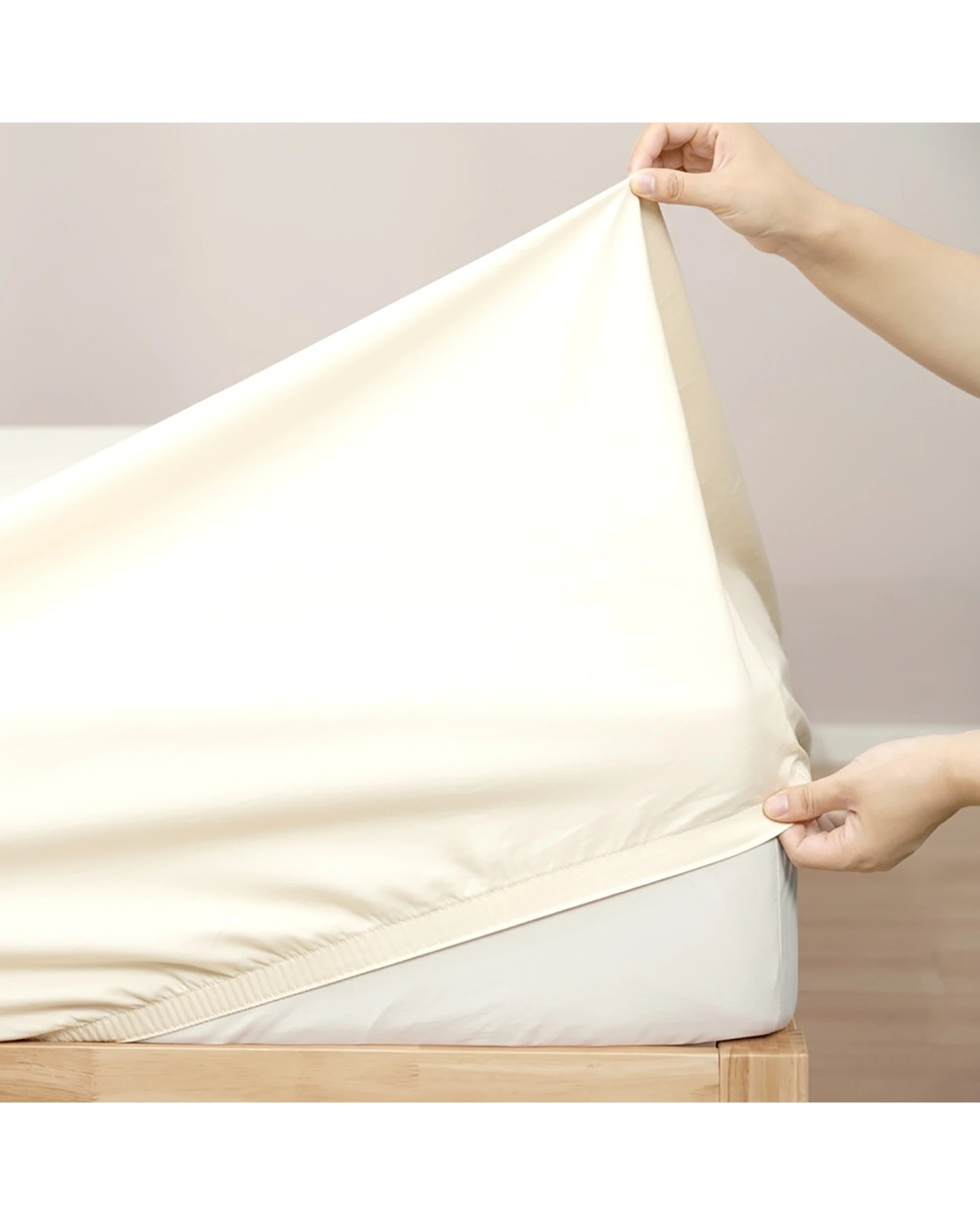 2 KG Linen 400TC Egyptian Cotton Sheet Set With Pillowcases Long-Staple Sateen - Super King Bed - Beige, 2 of 6