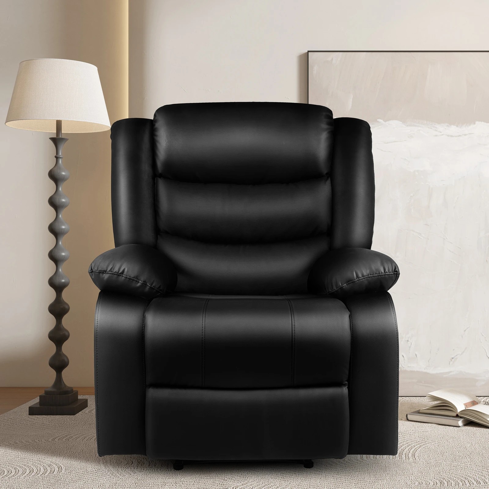 3 Alfordson Recliner Chair Leather - Black, 3 of 10