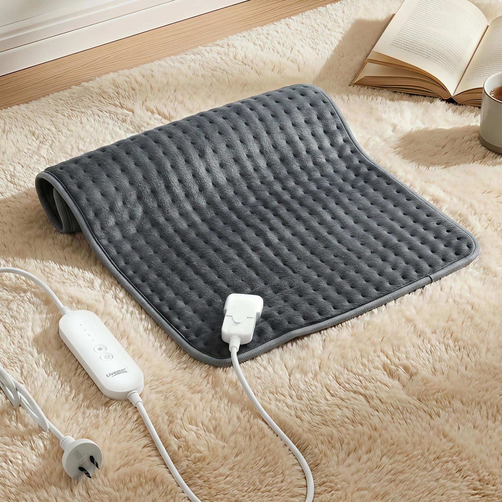 6 Livemor Electric Heating Pad Heat Mat 60x39cm - Grey, 6 of 6