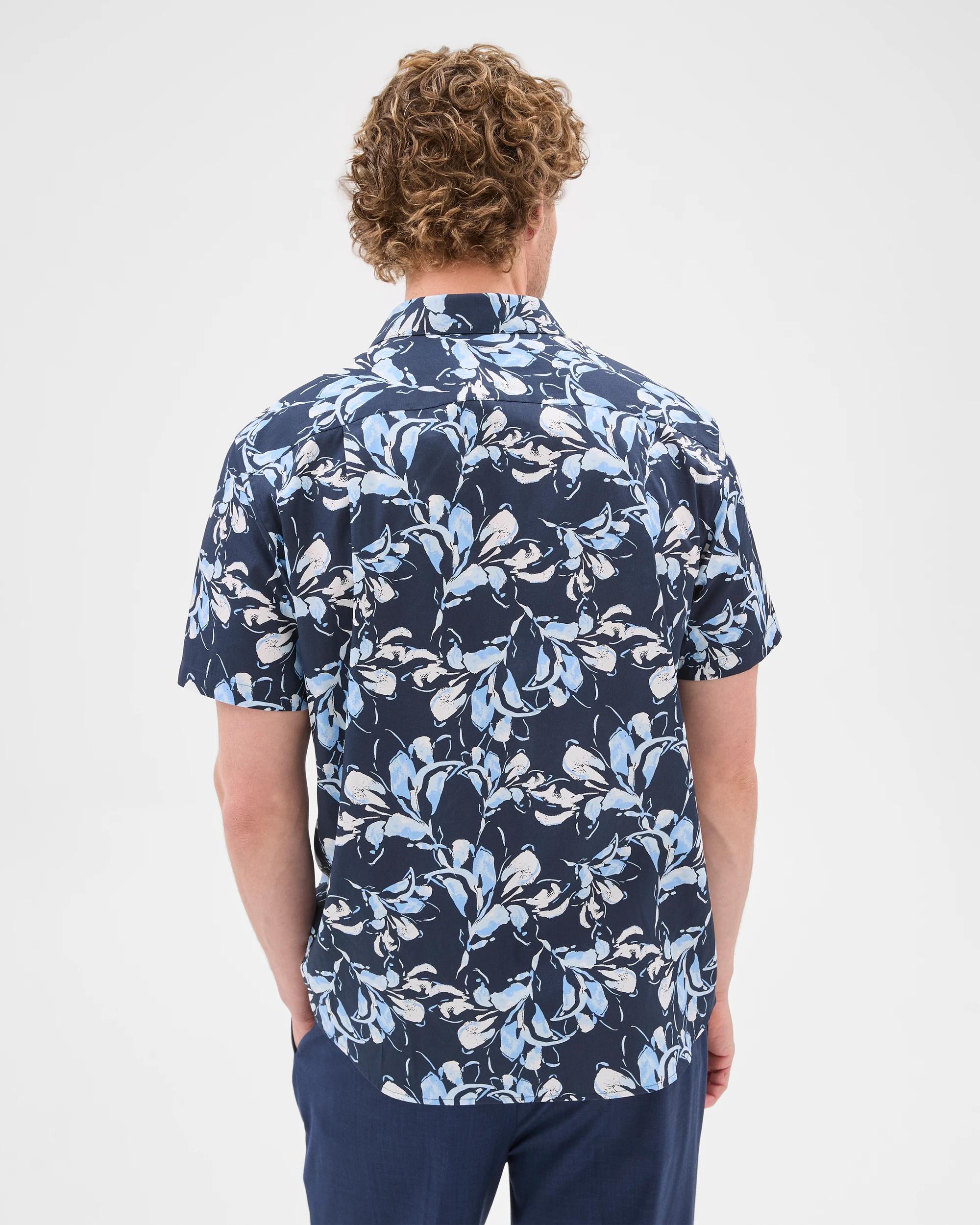 4 Australian Cotton Short Sleeve Shirt - Preview FLORAL NAVY, 4 of 5
