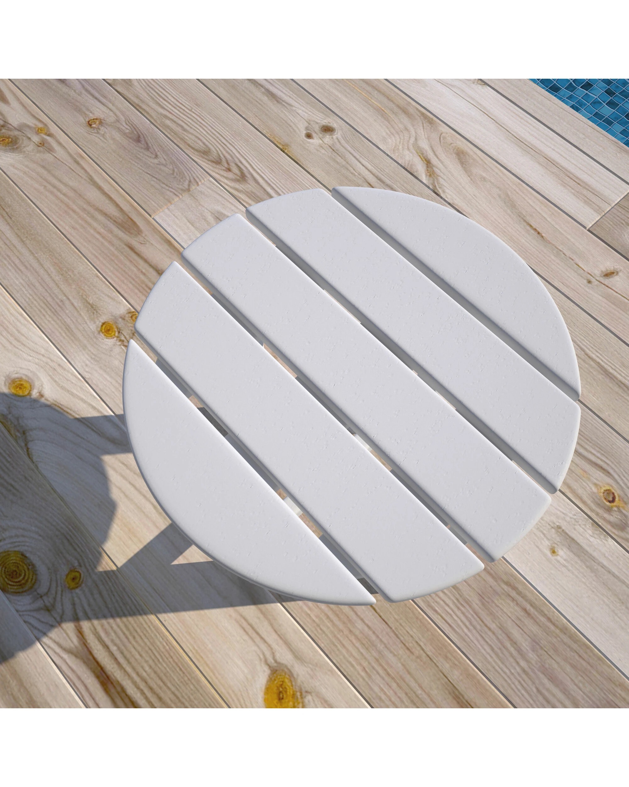 3 EHOMMATE Outdoor HDPE Roundtop Side Table - White - White, 3 of 8