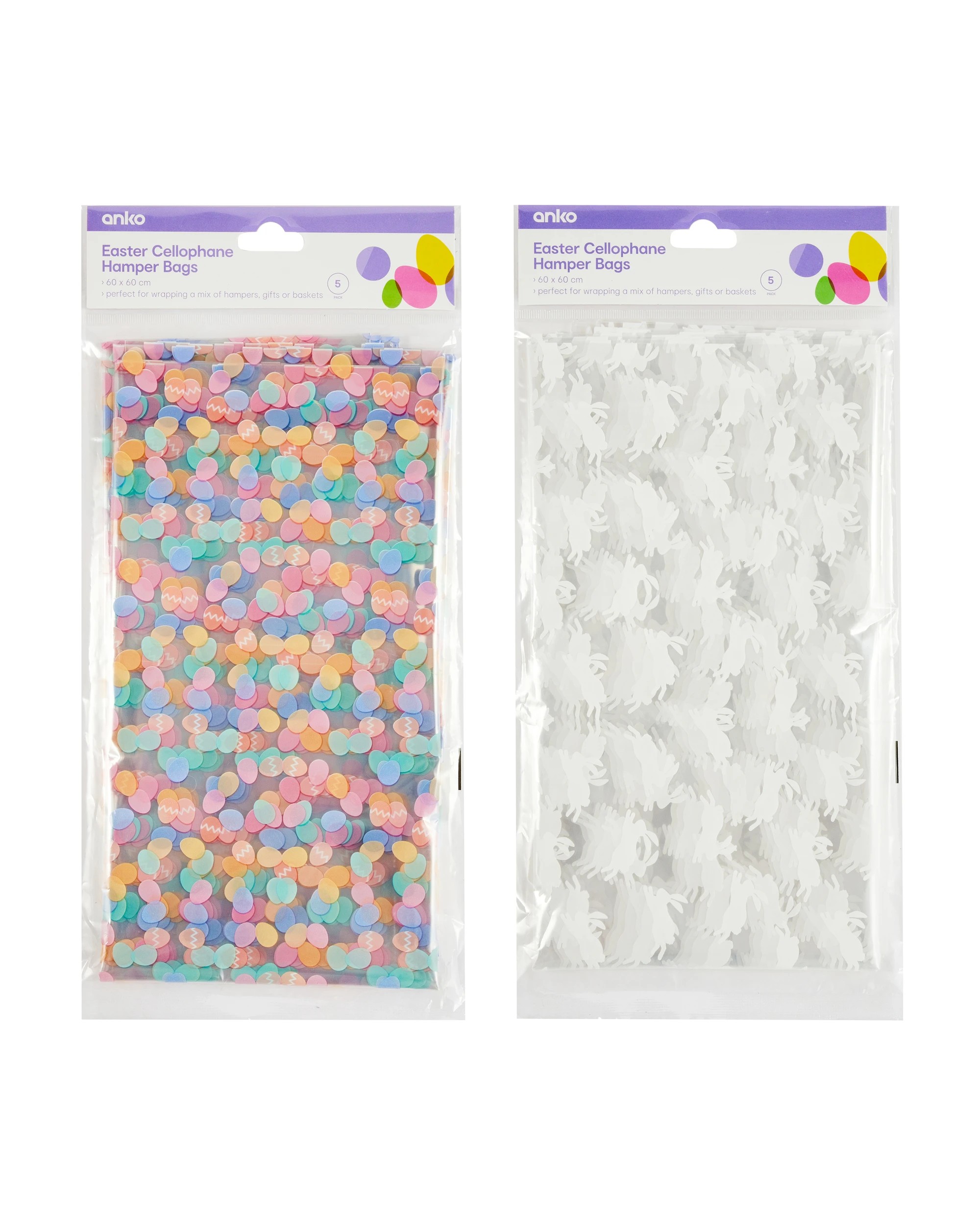 6 5 Pack Easter Cellophane Hamper Bags - Assorted, 6 of 6