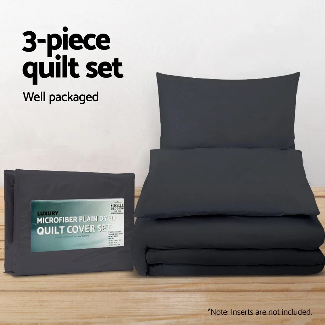 6 Giselle Bedding Quilt Cover Set Classic  Queen - Queen Bed - Black, 6 of 8