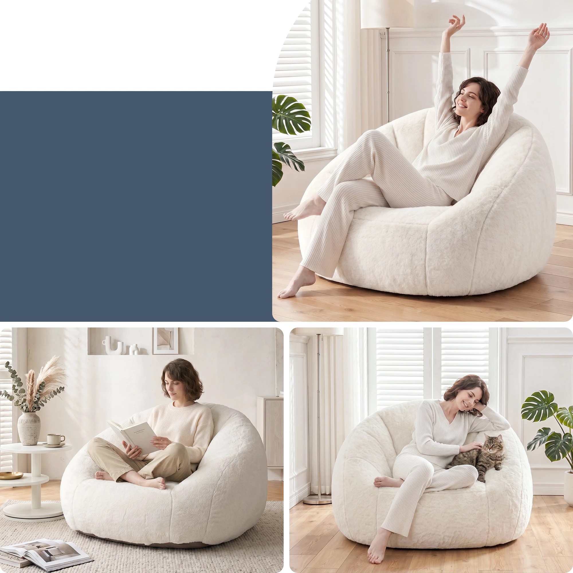 7 Artiss Single Small Boneless Couch Comfy Bean Bag for Living Room - Beige, 7 of 10