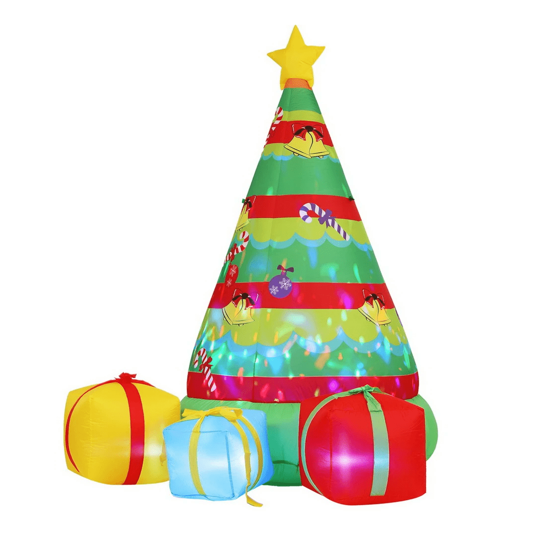 1 Jingle Jollys Christmas Inflatable Gift Tree 2.2M Height Flashing Light Decorations Illuminated - Multi, 1 of 7