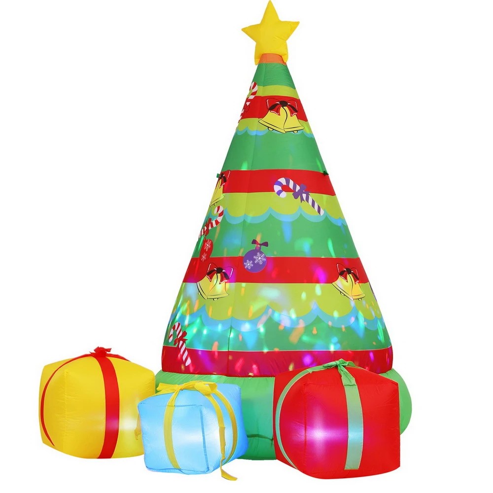 1 Jingle Jollys Christmas Inflatable Gift Tree 2.2M Height Flashing Light Decorations Illuminated - Multi, 1 of 6