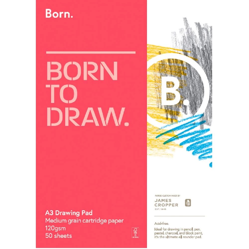 1 Born A3 Drawing Pad 120gsm 50 Sheets, 1 of 3