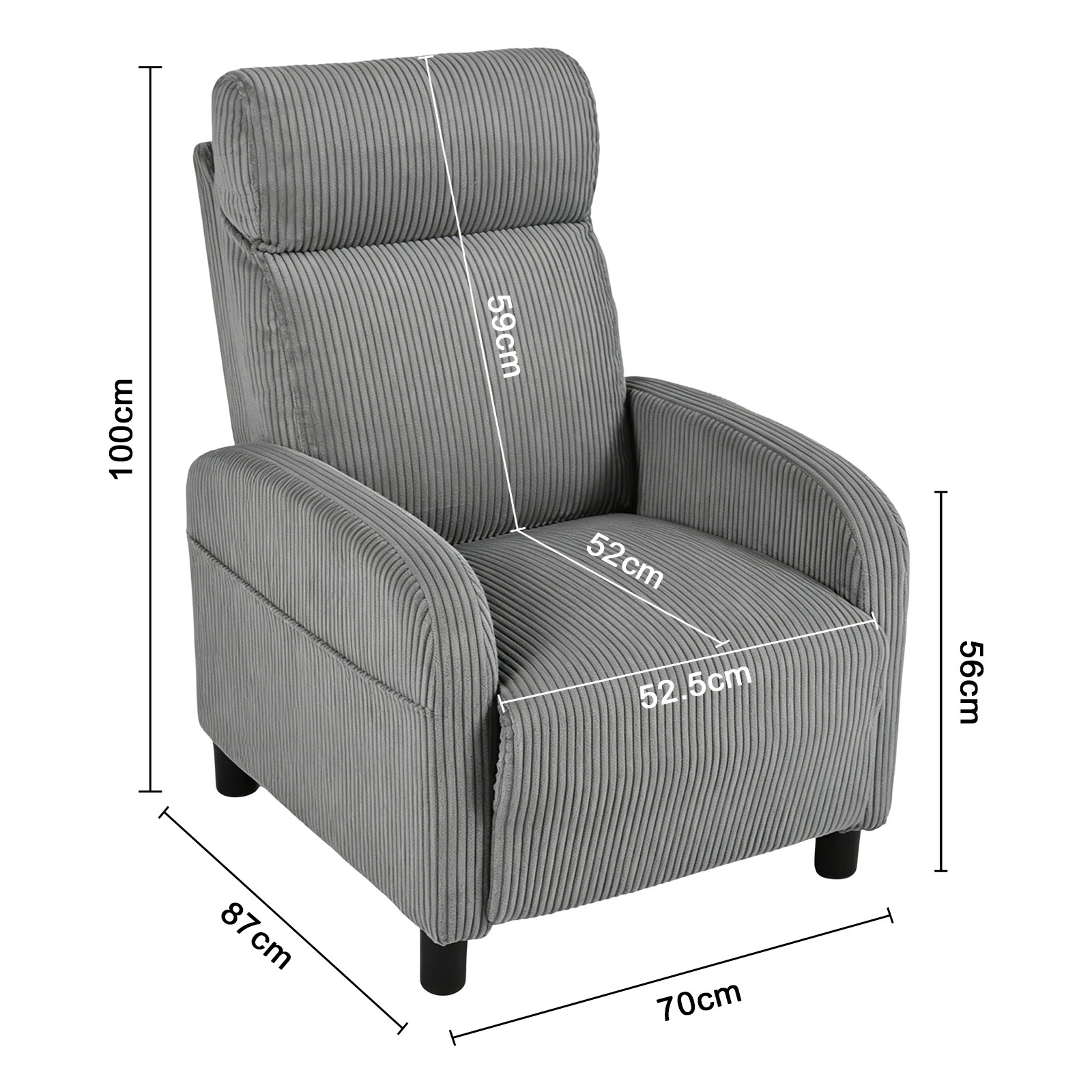 2 Advwin Recliner Chair with Adjustable Backrest and Footrest Lounge Armchair - Grey, 2 of 7