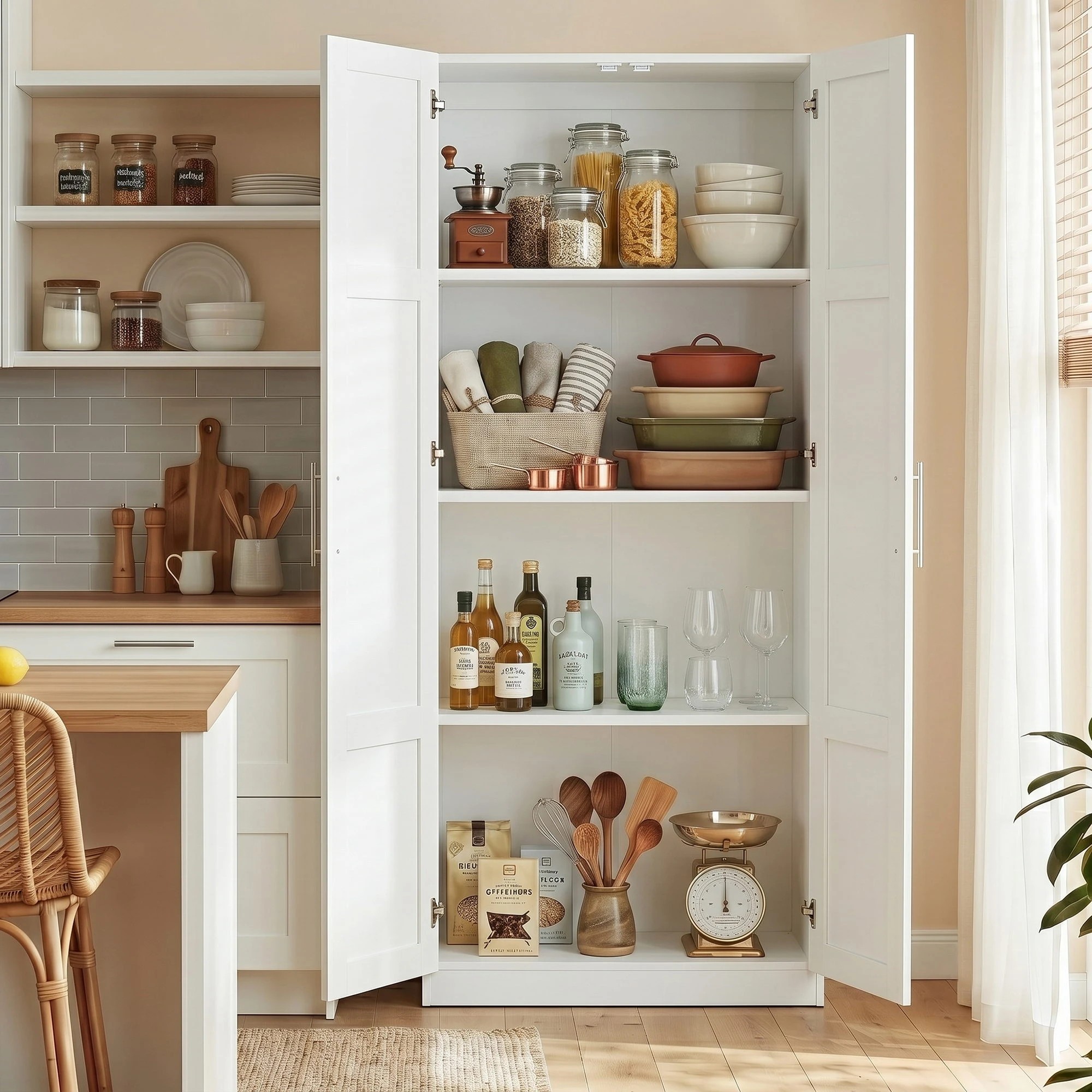 6 Artiss 2x Buffet Unit Cabinet Sideboard Pantry 180cm - White, 6 of 8