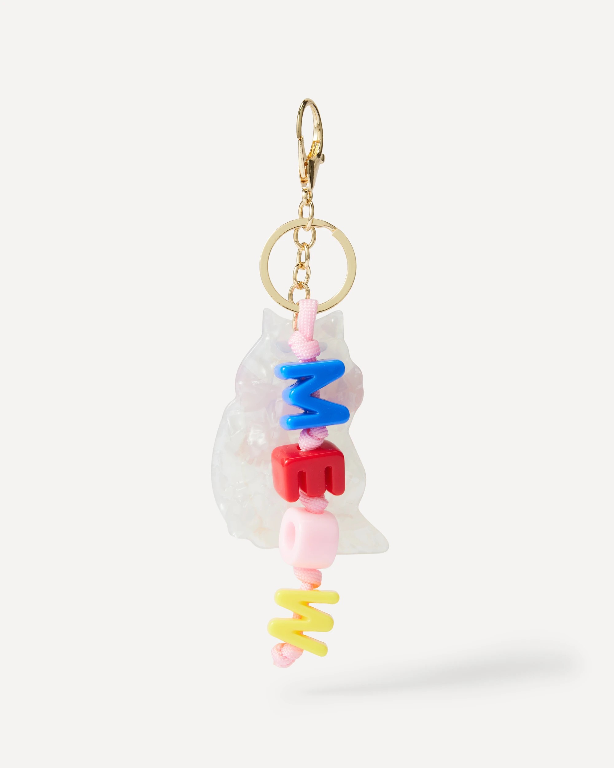 3 Resin Cat Charm Keyring - White and Gold Tone, 3 of 5