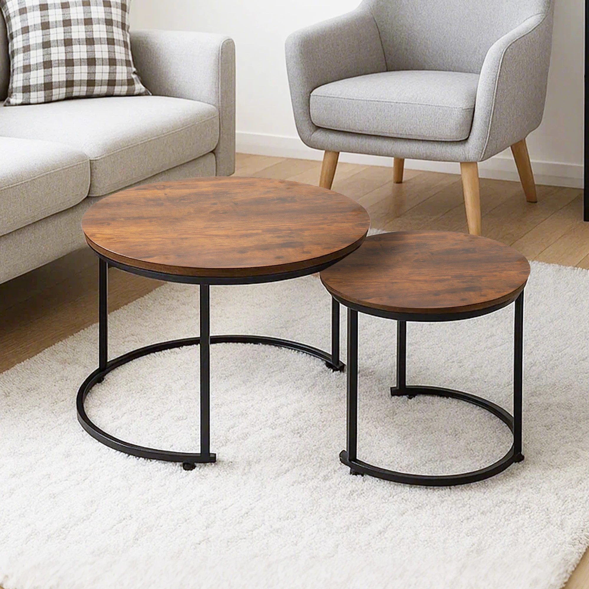 7 Levede Round Nesting Side Table - Brown, 7 of 9