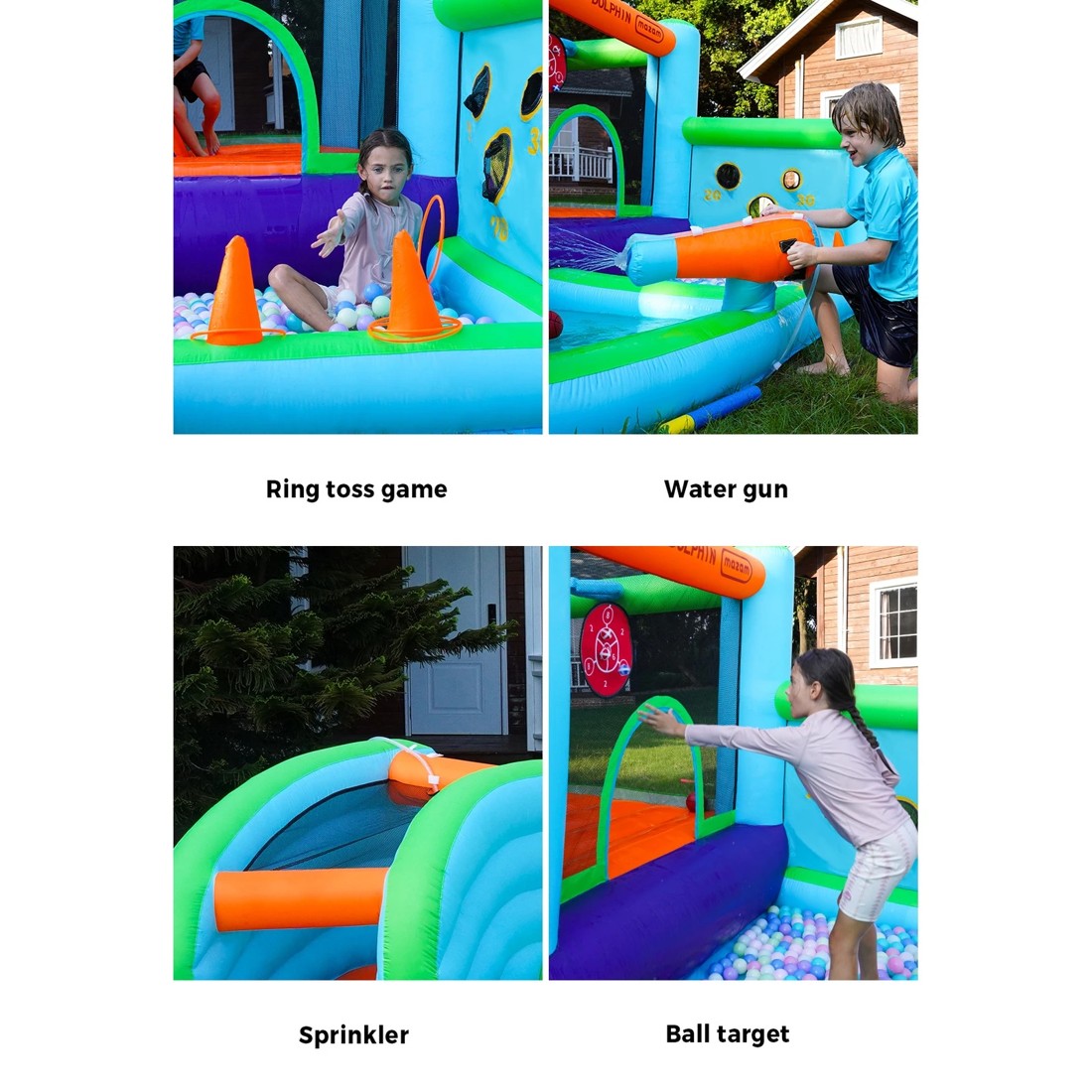 8 Doctor Dolphin 10-in-1 Inflatable Water Park Jumping Castle Bounce Pool Blower
 - Multi, 8 of 10