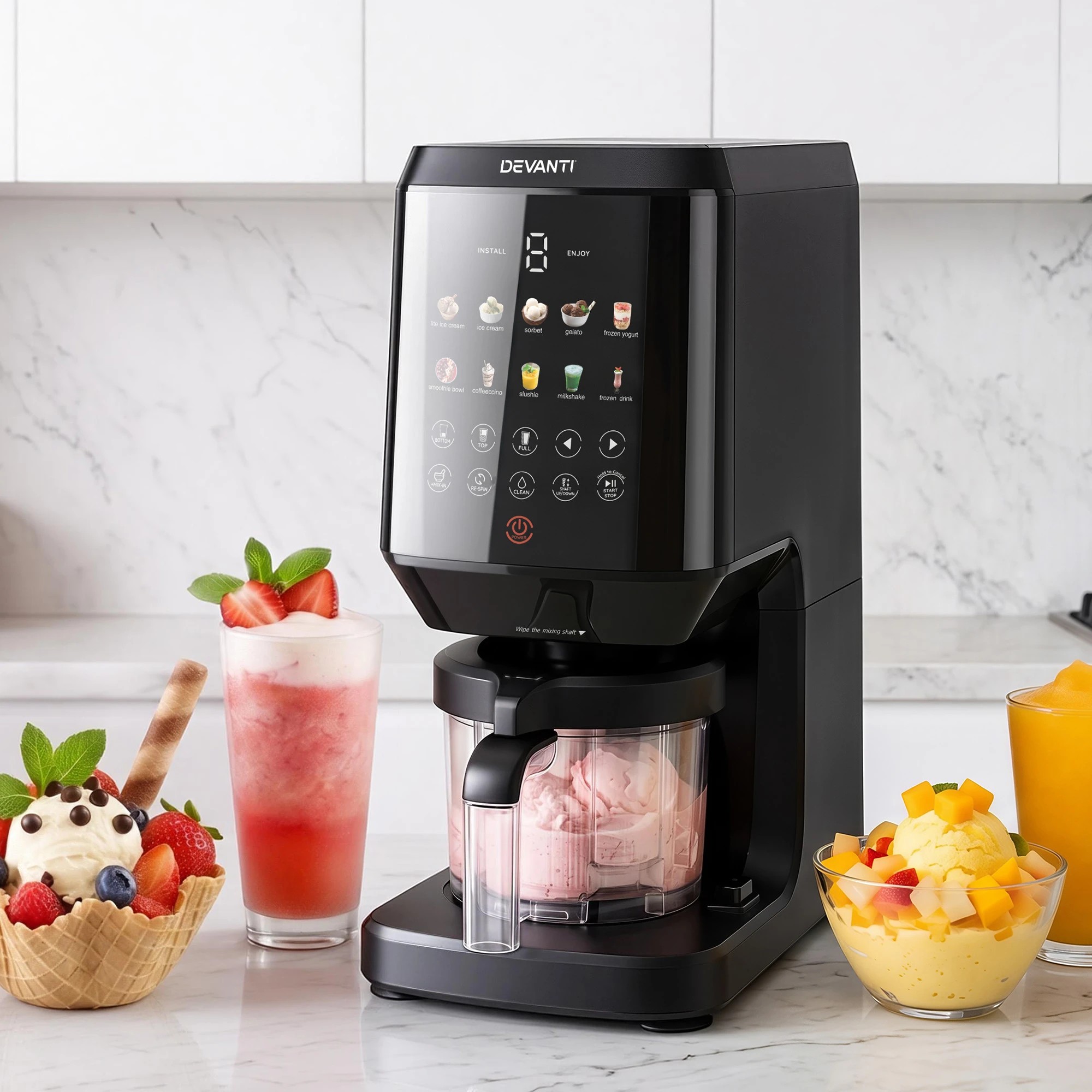 10 Devanti 10-in-1 Ice Cream Maker Machine Homemade Gelato Sorbet Smart Portion Control Custom Mix-Ins - Black, 10 of 10