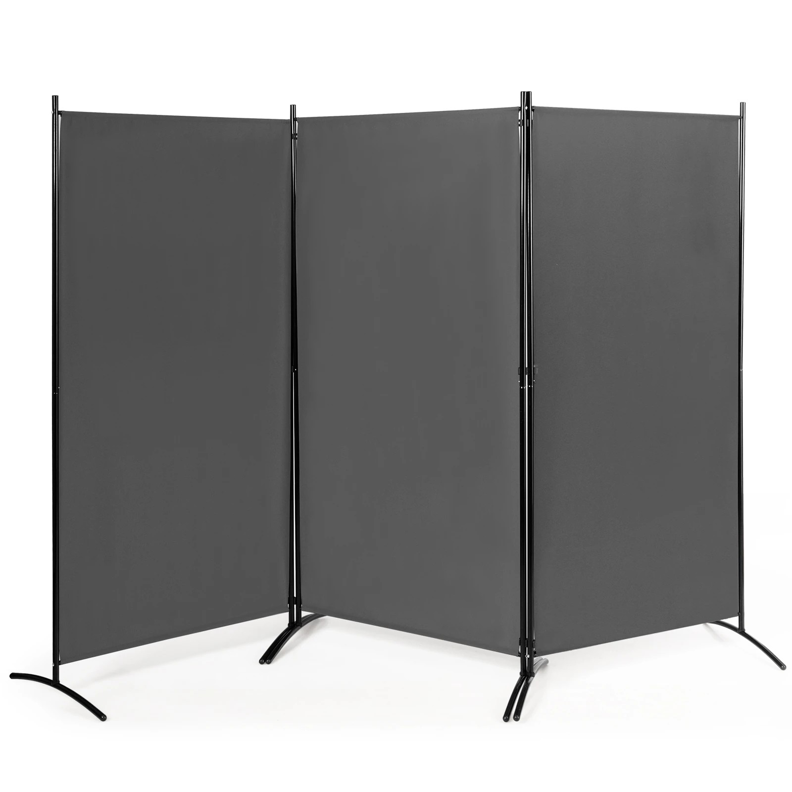 1 Costway 3 Panel Room Divider Folding Privacy Screen Wall Partition Stand Home Office - Grey, 1 of 4