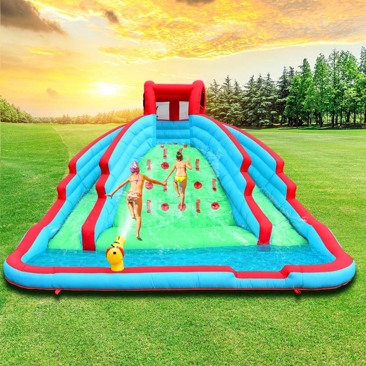 2 AUSWAY Jumping Castle Blow Up Water Park Slip and Slide Inflatable, 2 of 4