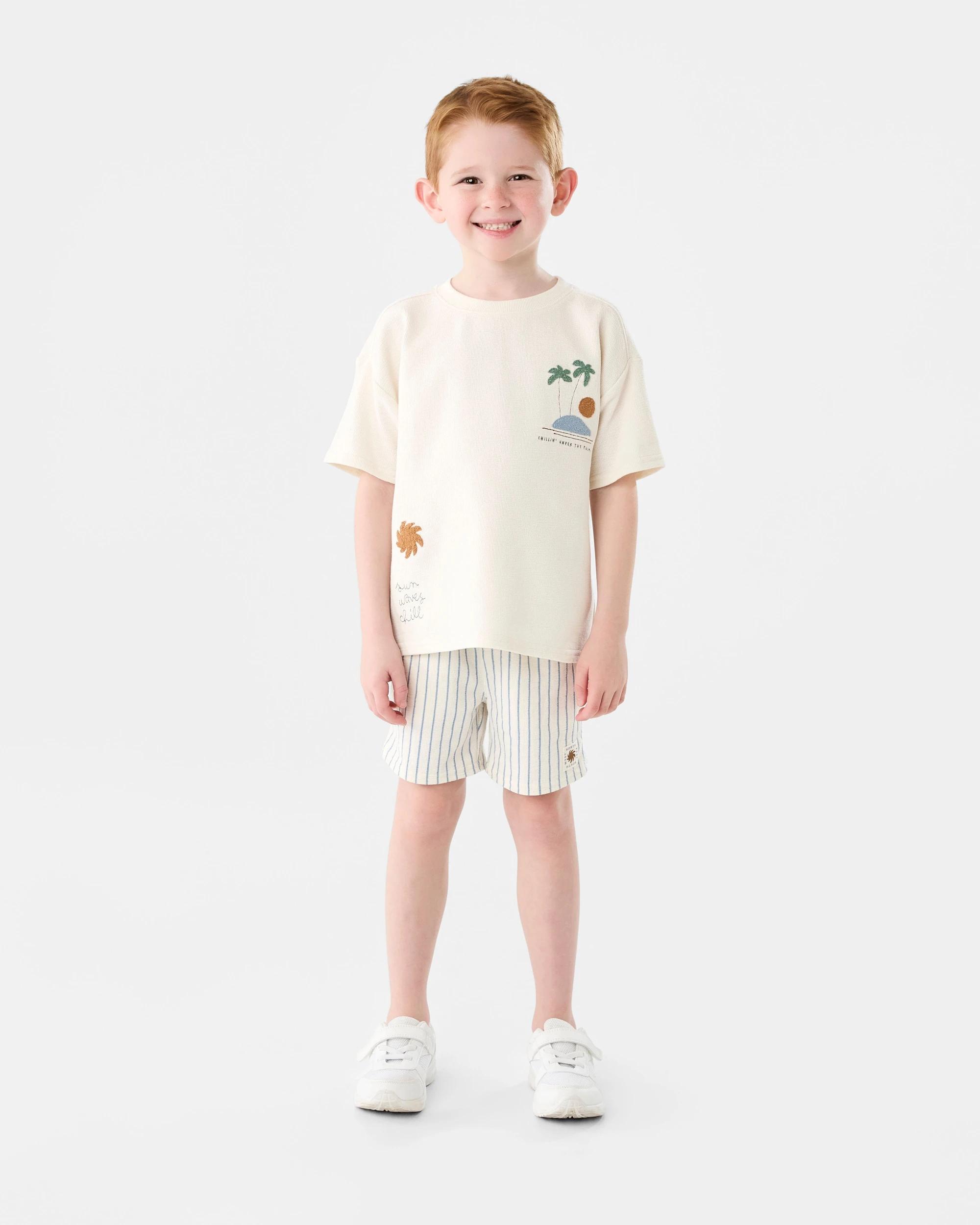 6 Textured Applique T-shirt Wht Palms, 6 of 7