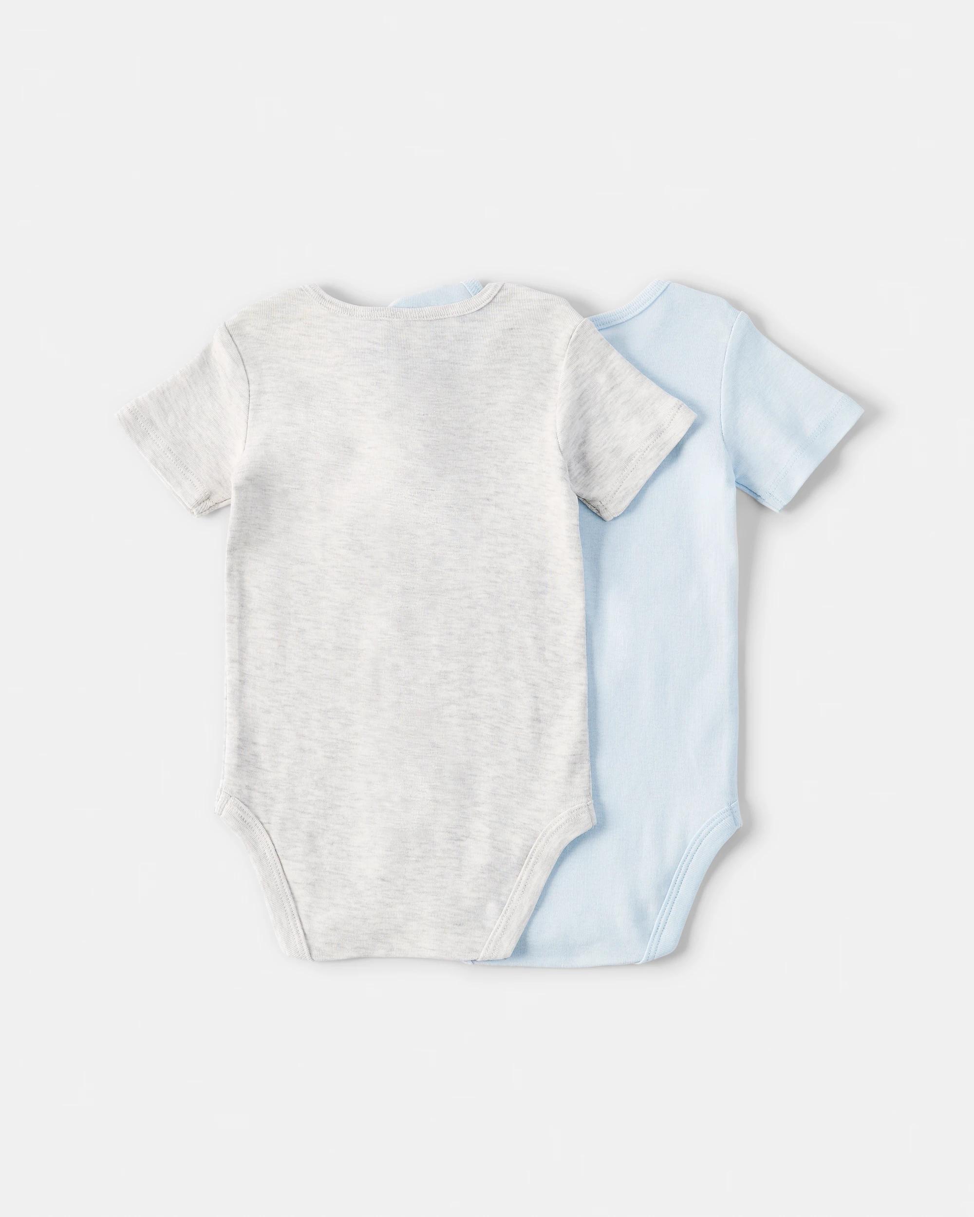 2 2 Pack Cotton Short Sleeve Bodysuits Blu Pck, 2 of 6