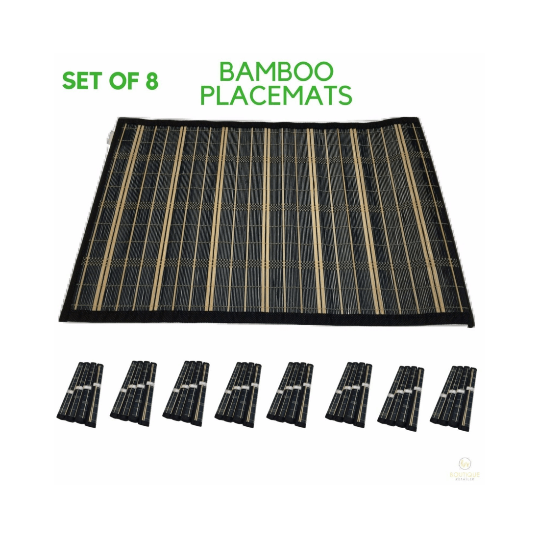 6 BR Home Set of 8 Bamboo Placemats for Dinner Table Decor, 6 of 7
