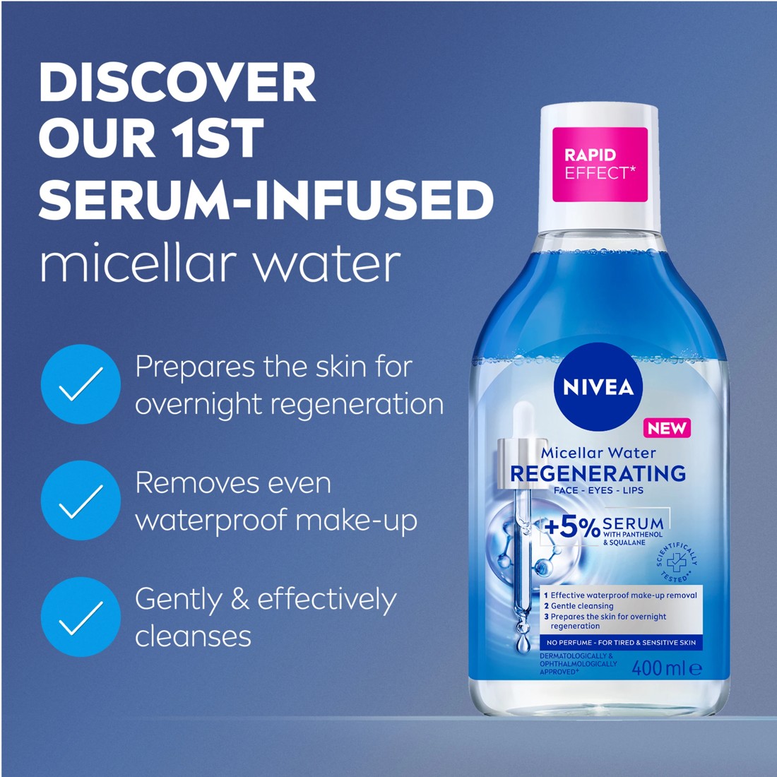 4 Nivea Regenerating Micellar Water 400ml - 5% Serum with Panthenol and Squalane, 4 of 8