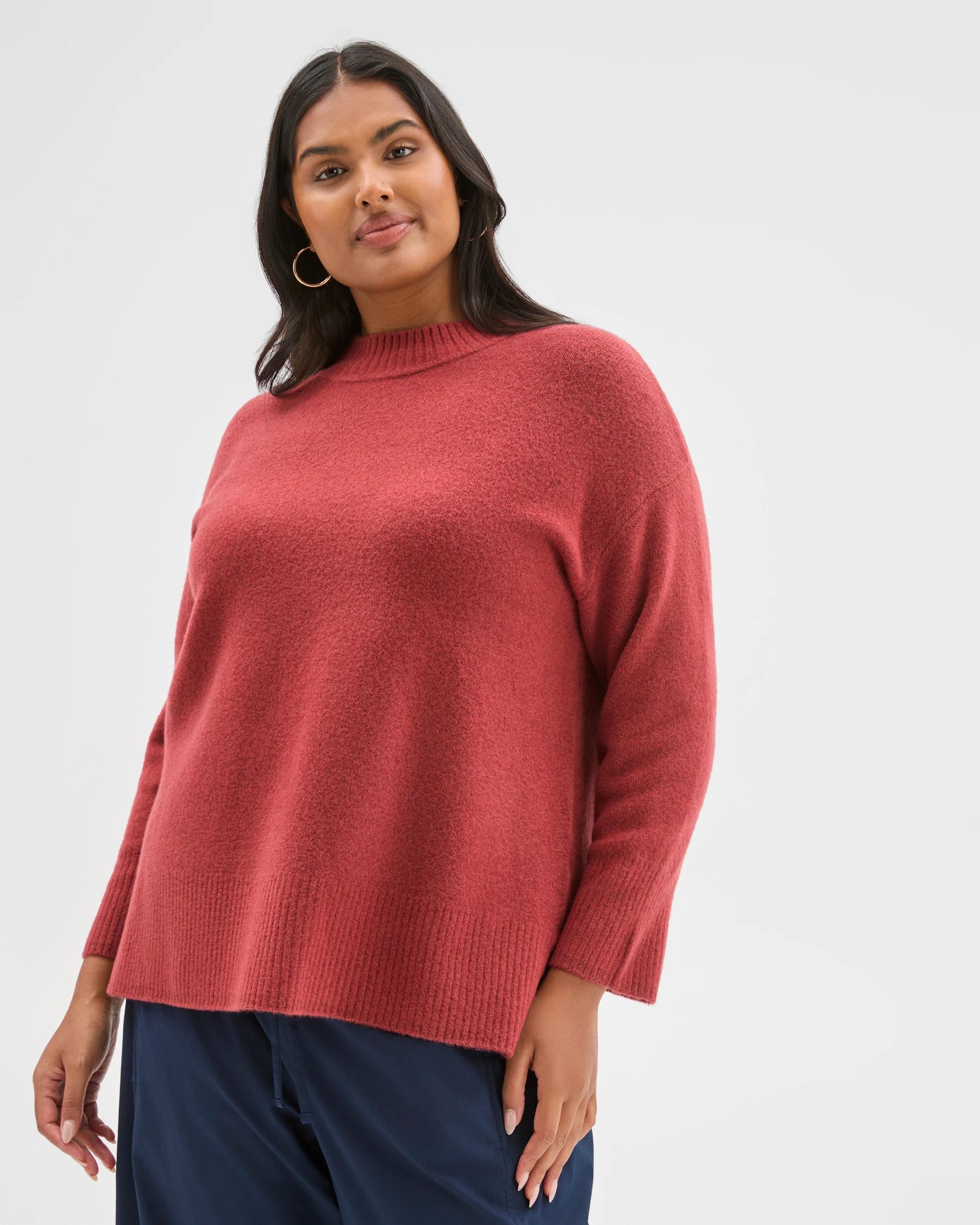 1 Target Curve Plus Size Super Soft Jumper RED PEAR MARLE, 1 of 5