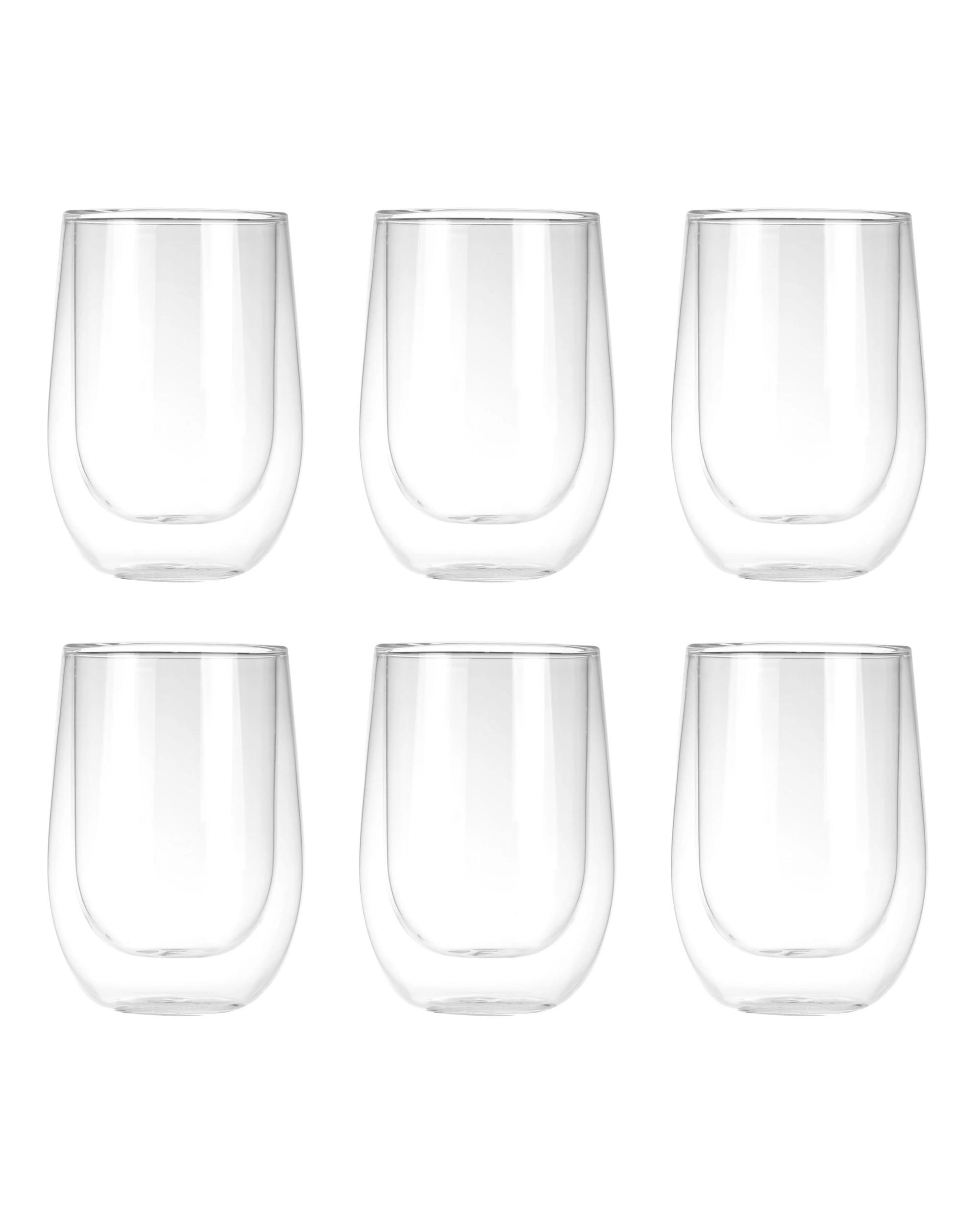 4 Sherwood Home Double Wall Coffee Glass Set of 6 x 290ml Cups - Clear, 4 of 5