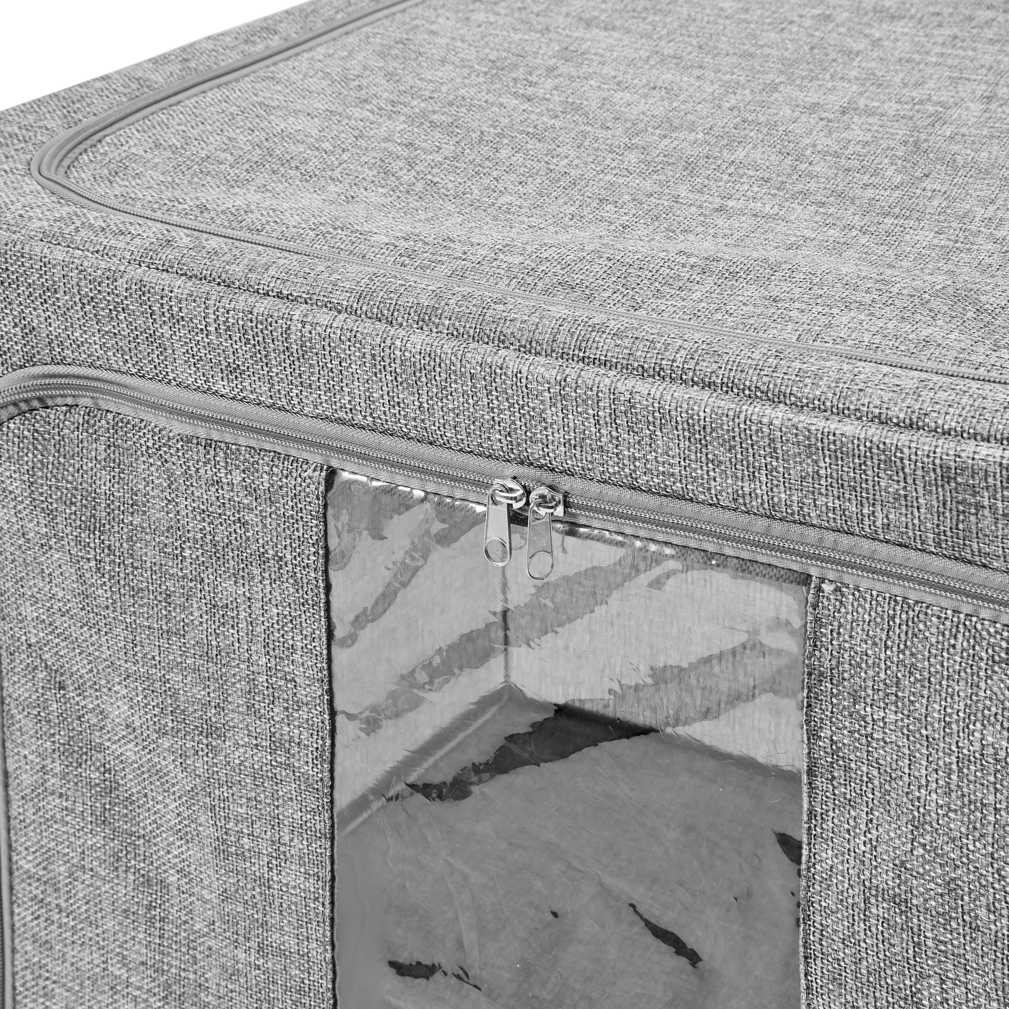 9 Linen Look Collapsible Box with Window - Extra Large, Charcoal, 9 of 10