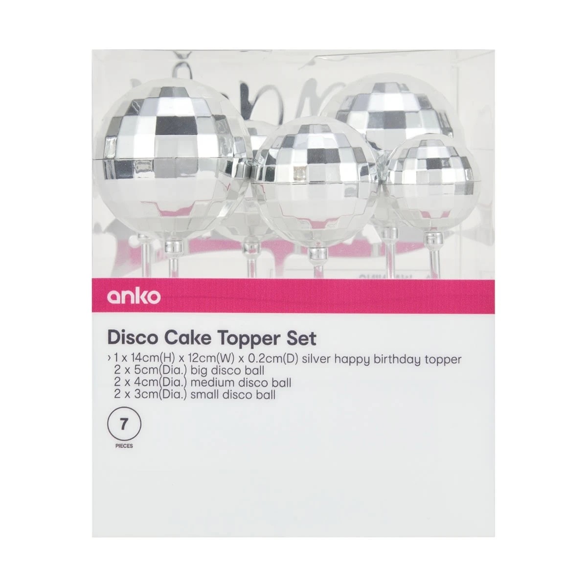 4 7 Piece Disco Cake Topper Set, 4 of 4