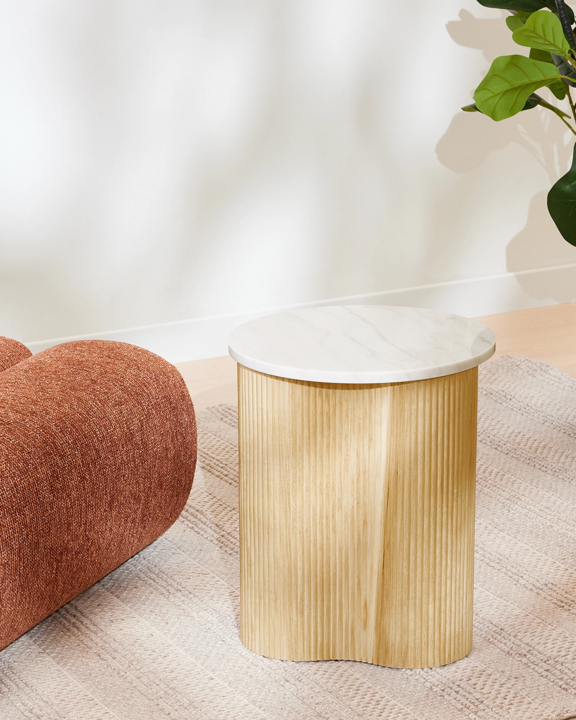 1 Marble Ribbed Side Table, 1 of 7