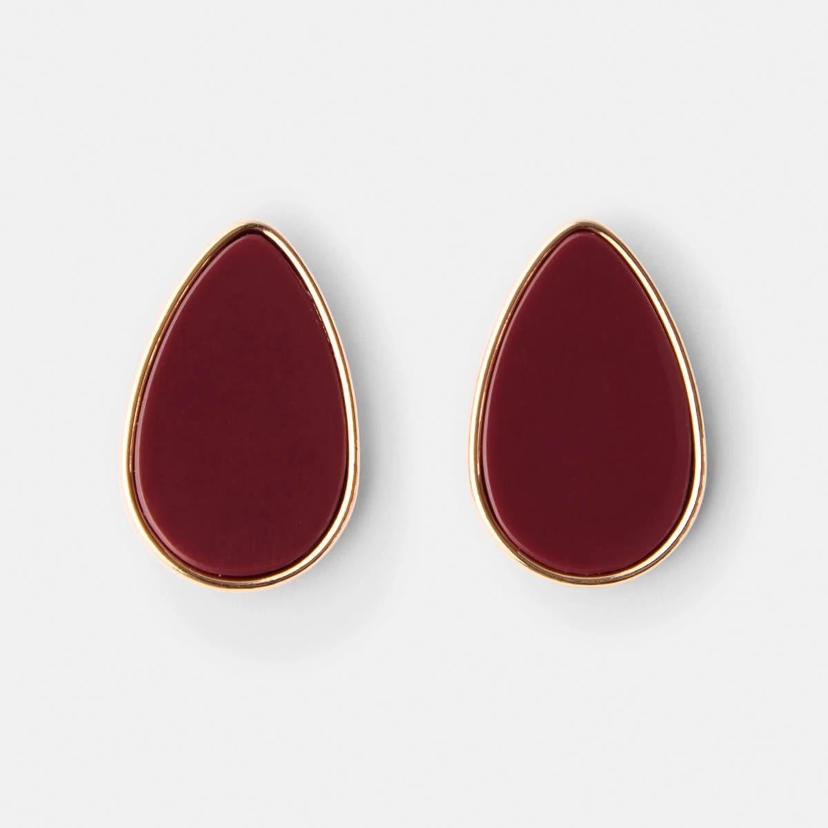 1 Stud Earrings - Red and Gold Tone Red, 1 of 5