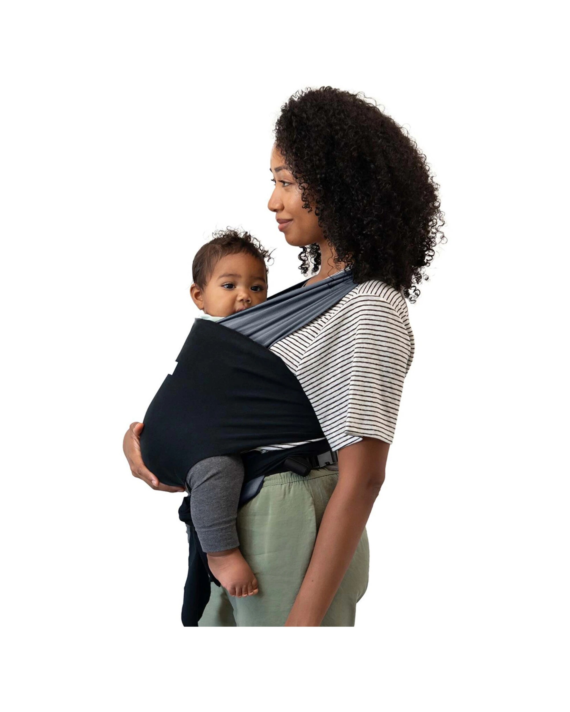 3 Moby Babystudio Easy Wrap Baby Cotton Knit Body Carrier Newborn Infant - Charcoal - Charcoal, 3 of 3
