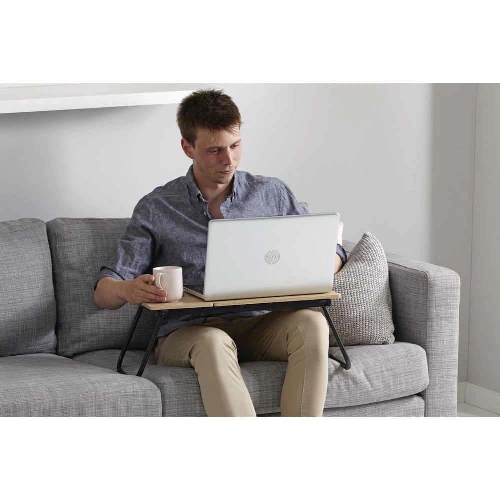 6 Reading Portable Laptop Table Oak and Black, 6 of 7