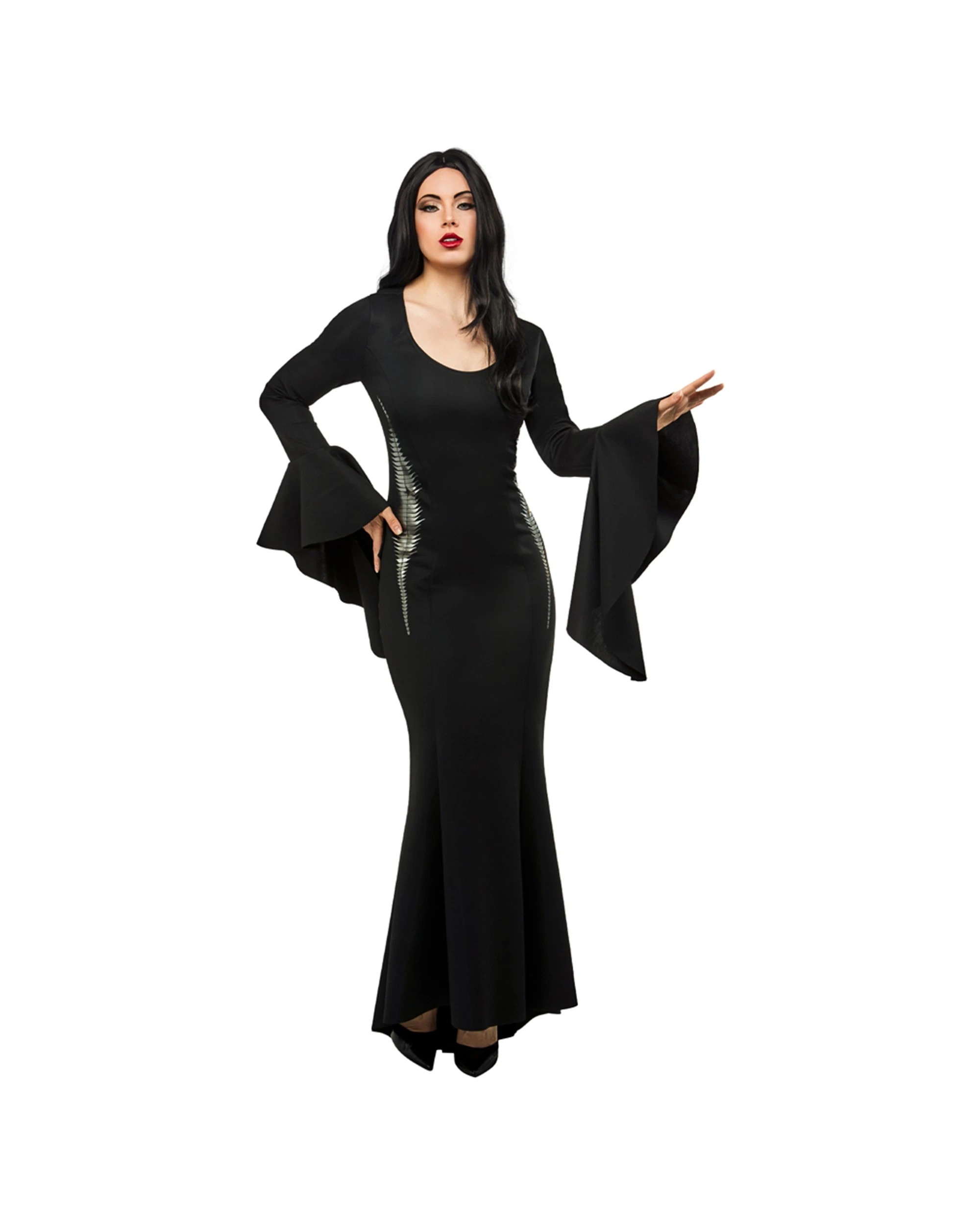 1 Wednesday Morticia Deluxe Adult Wednesday Costume Dress-Up Size M - Black, 1 of 4