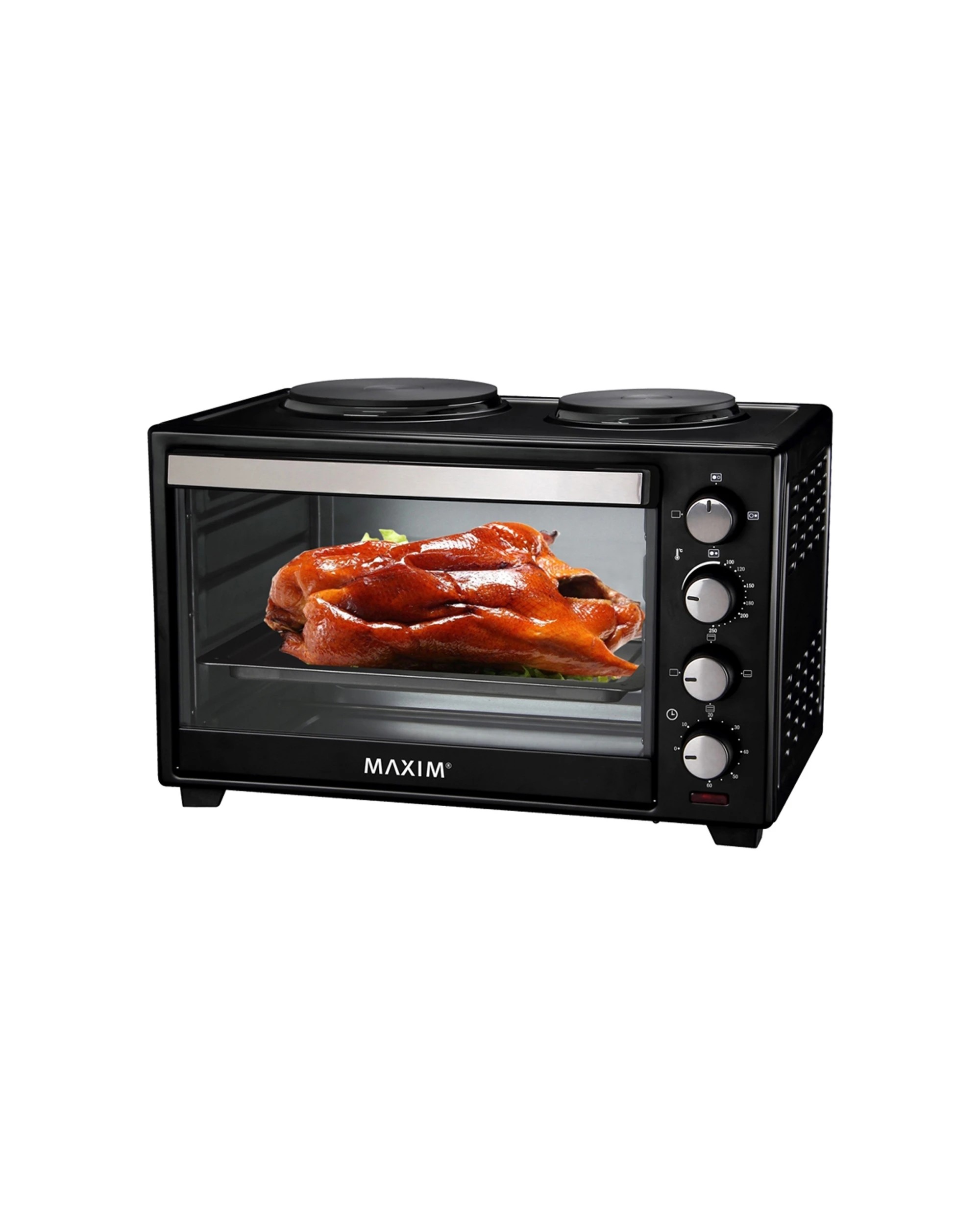 1 Maxim Countertop Oven With Hot Plates 30L 100-250C 60 Min Timer Wire Rack - Black, 1 of 1
