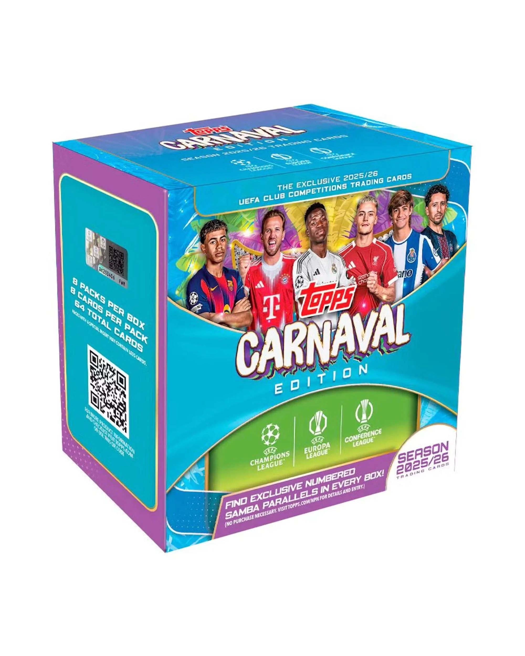 1 Topps 2025/2026 UEFA Club Competitions Carnaval Edition Soccer Hobby Box, 1 of 7