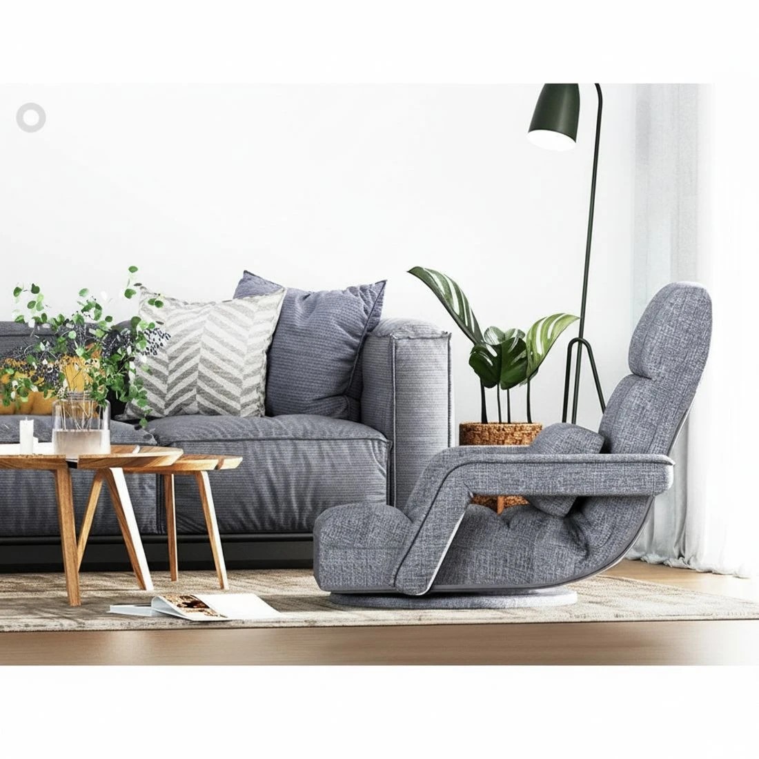 5 Artiss Floor Chair Lounge Sofa Swivel - Grey, 5 of 6