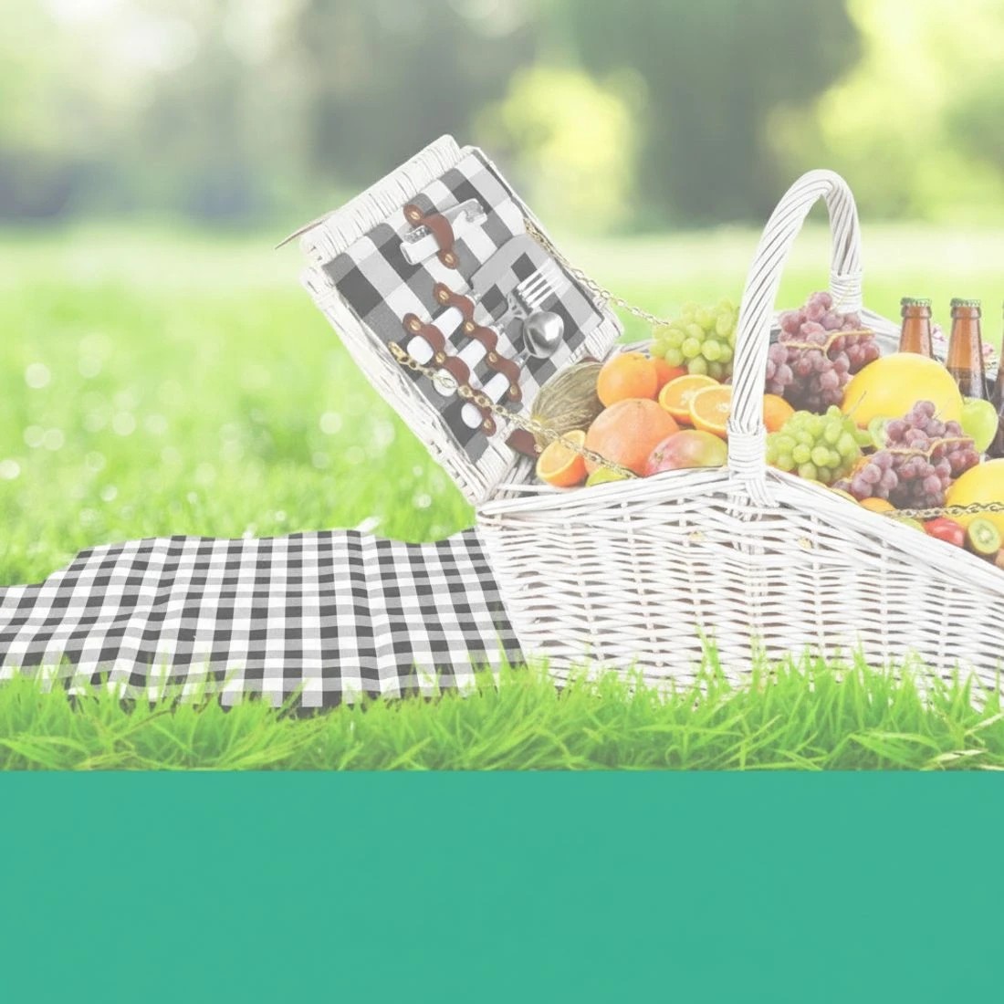 5 Alfresco 2 Person Picnic Basket Set Willow Vintage Baskets Insulated Blanket Bag - Multi, 5 of 7