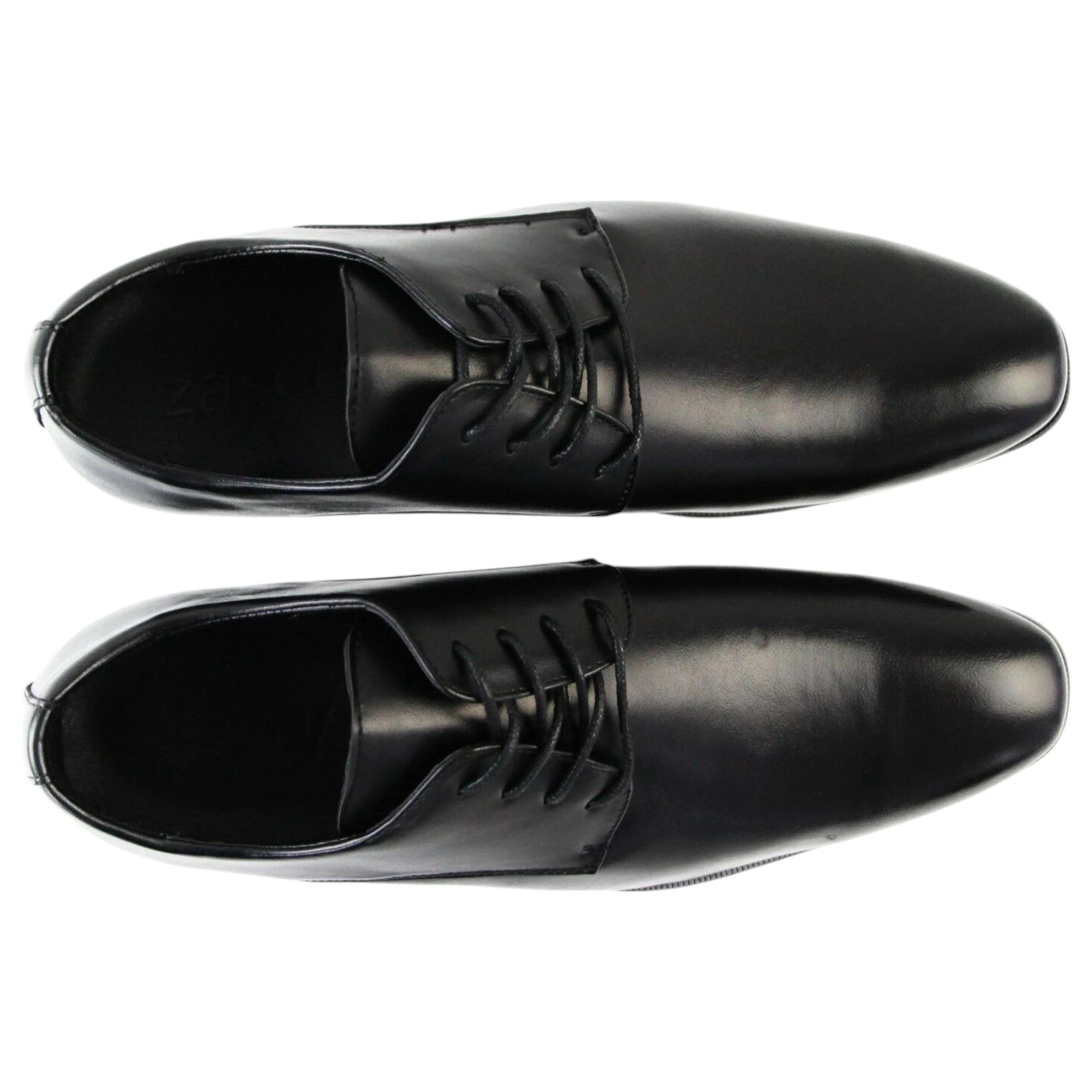 4 Zasel Bobby Lace Up Dress Work Men Synthetic Leather Shoes BLACK, 4 of 4