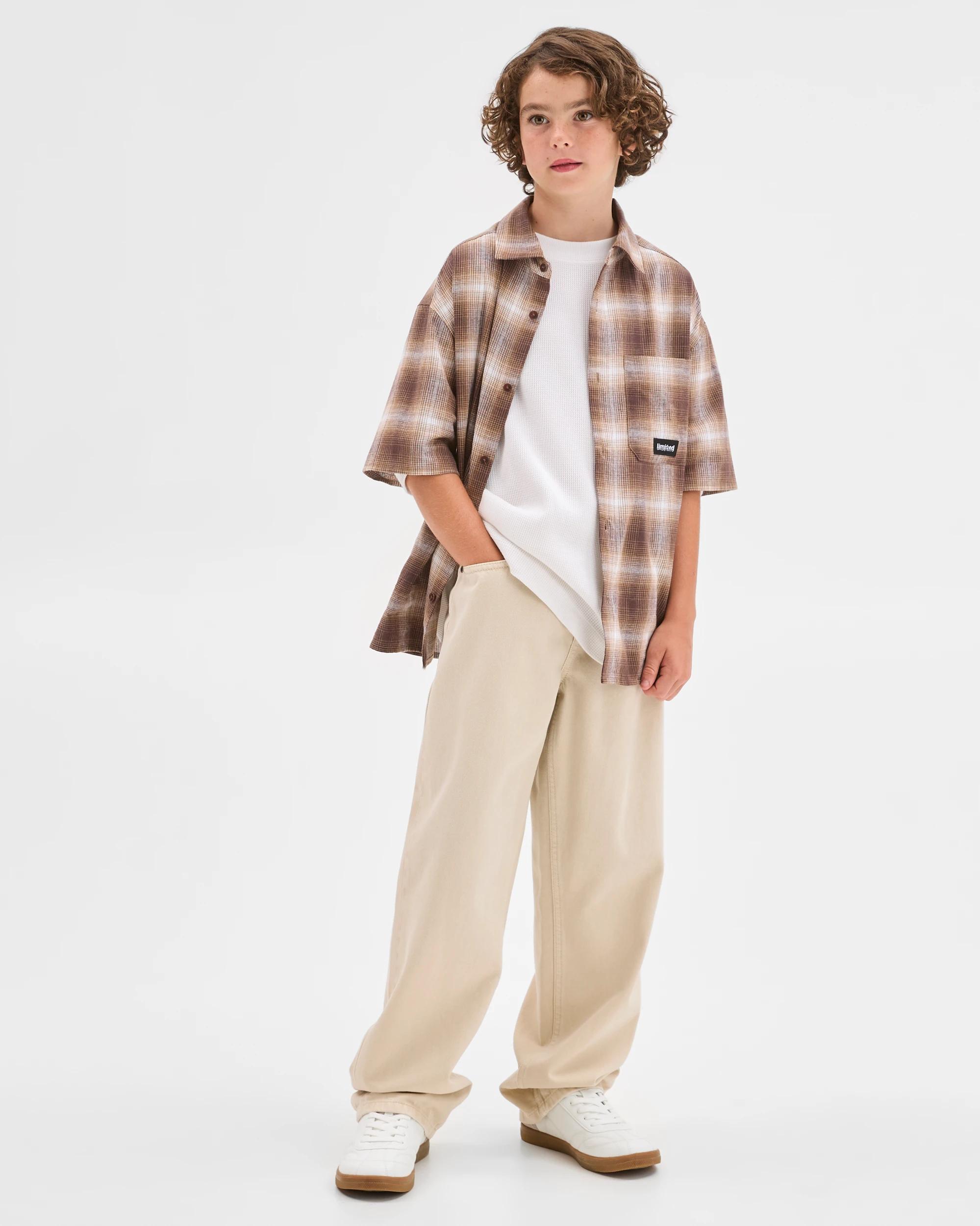 2 Target Kids Australian Cotton Short Sleeve Check Shirt BROWN, 2 of 6