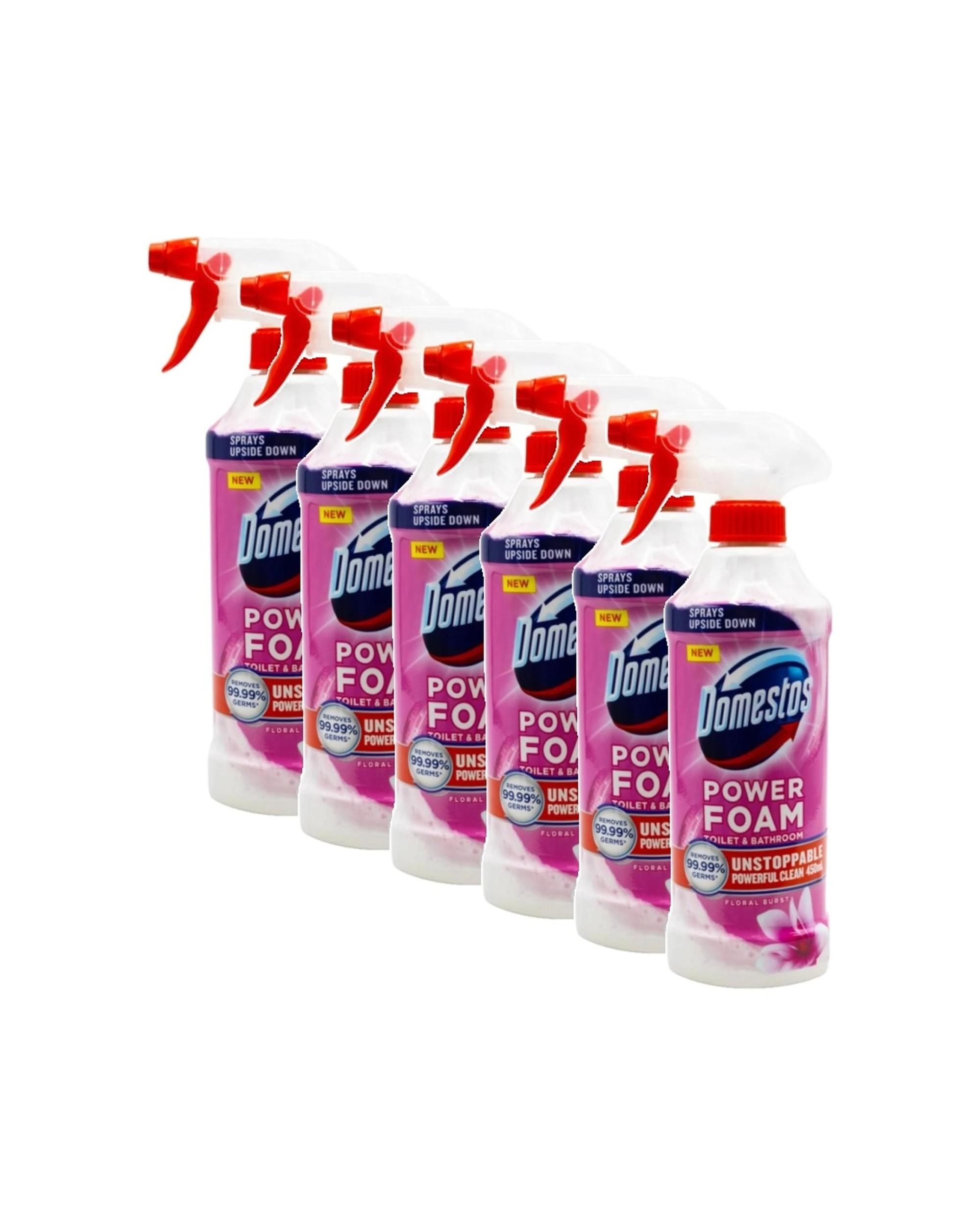 1 Domestos 6PK Toilet And Bathroom Power Foam Floral Burst 450ml - Multi, 1 of 3