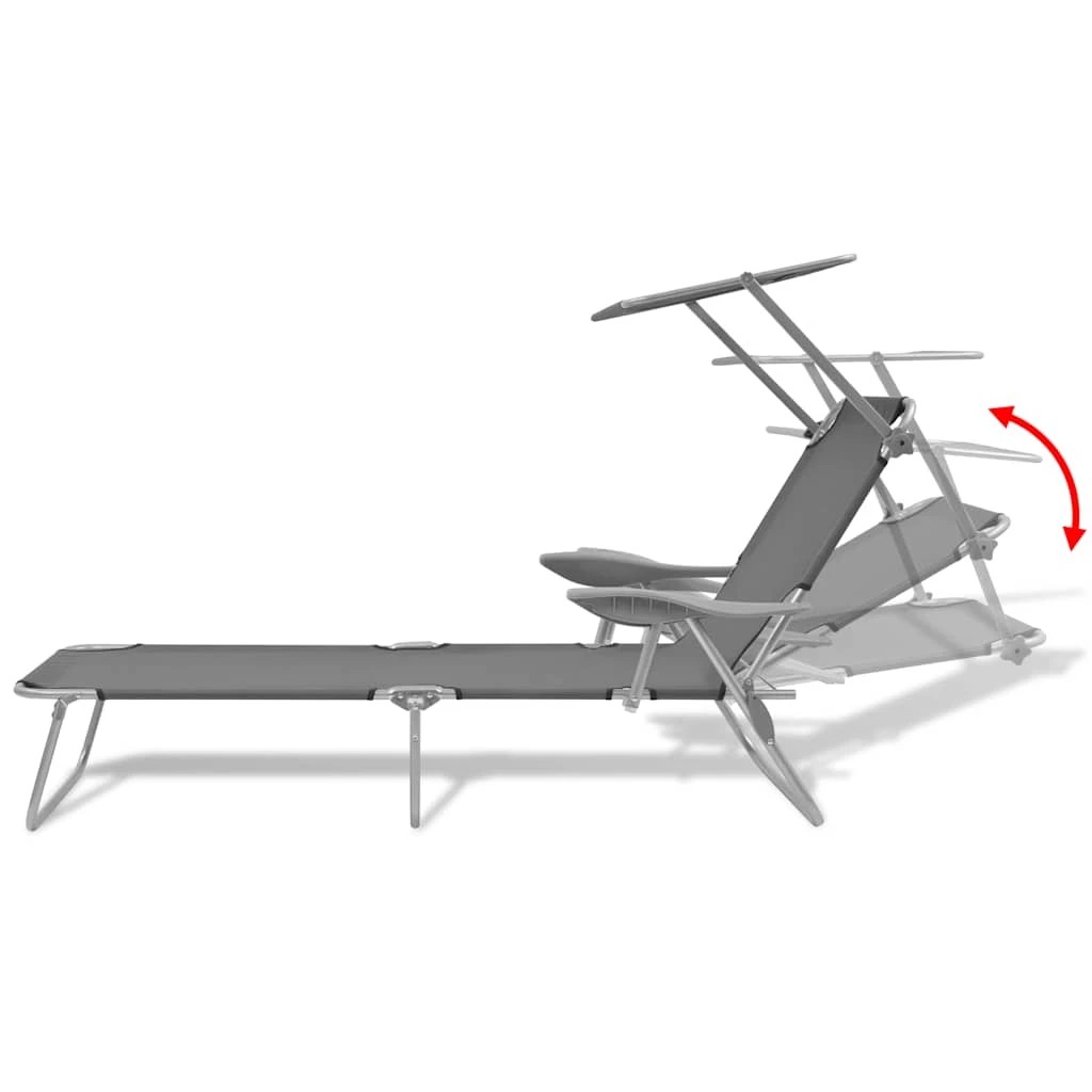 6 vidaXL Sunlounger Foldable - Grey, 6 of 8