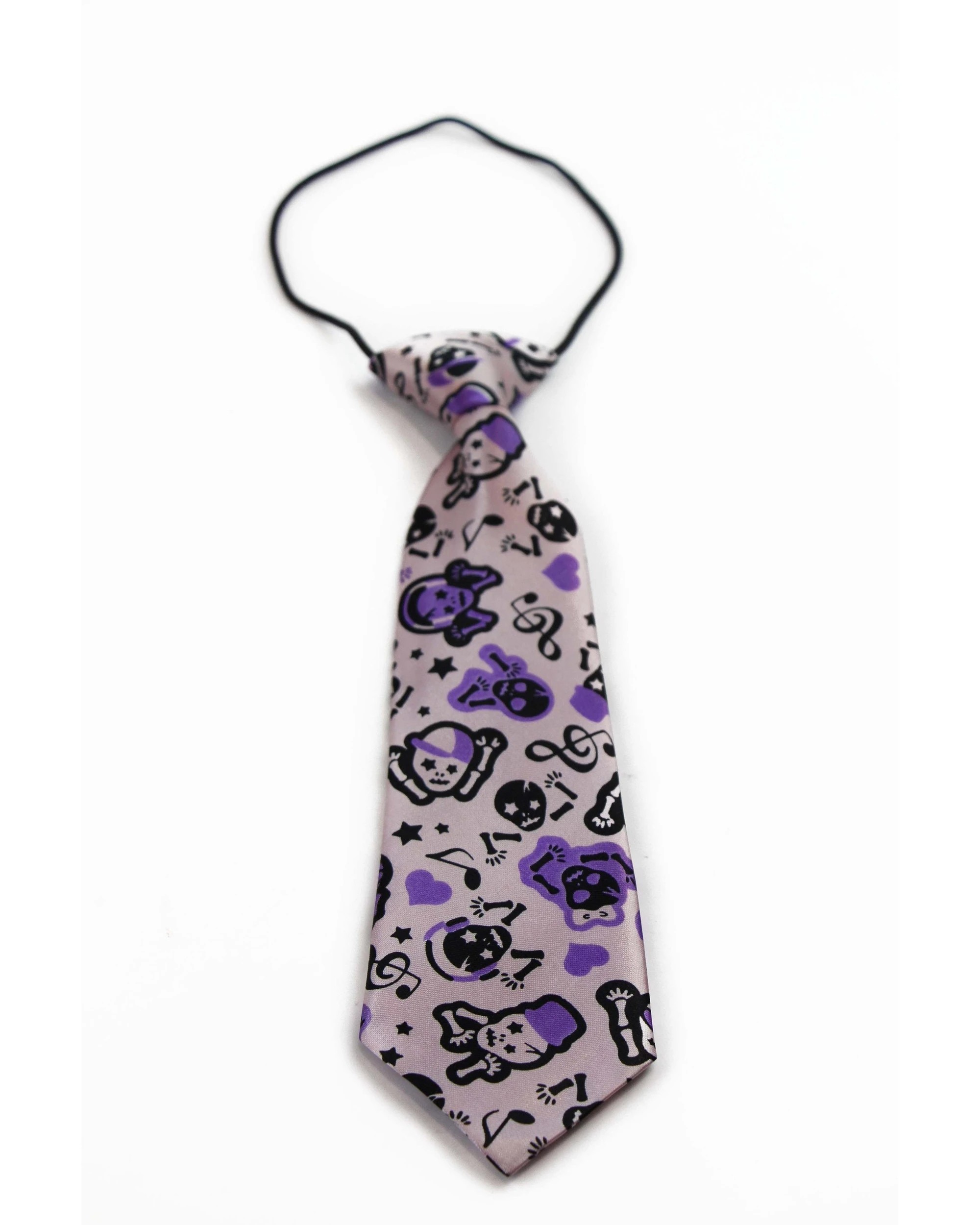 2 Zasel Kids Boys Pink & Purple Patterned Elastic Neck Tie - Musical Skeleton, 2 of 2