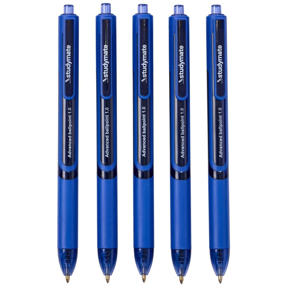 3 Studymate Semi-Gel Retractable Ballpoint Pen Blue 5 Pack, 3 of 4