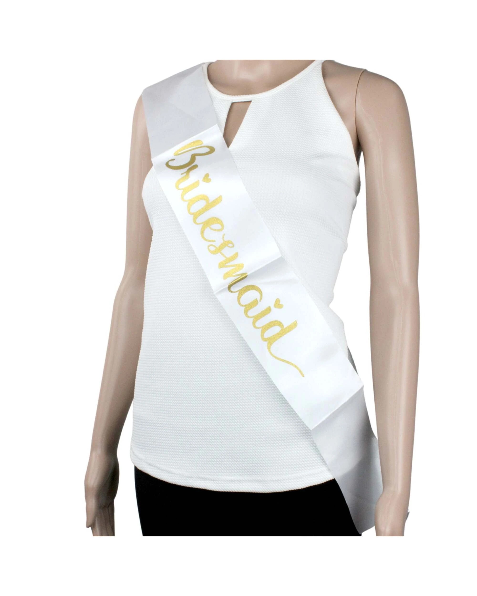 1 JD Party Bridesmaid Satin Sash - White, 1 of 2