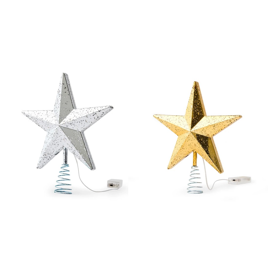 3 LED Light Up Faux Mercury Star Tree Topper - Assorted, 3 of 10