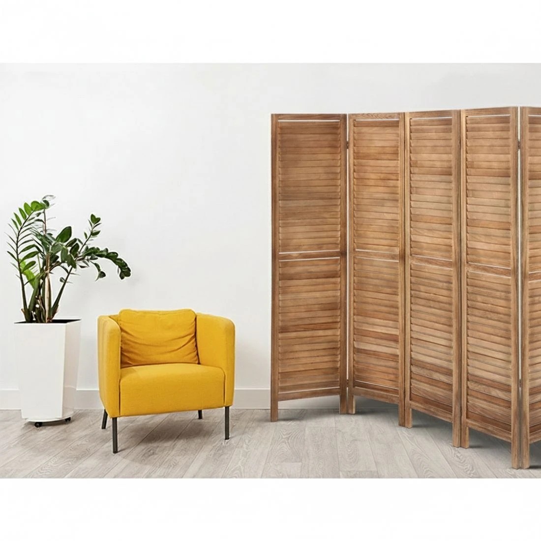 5 Artiss 8 Panel Room Divider Screen 326x170cm Louver Oak - Brown, 5 of 8